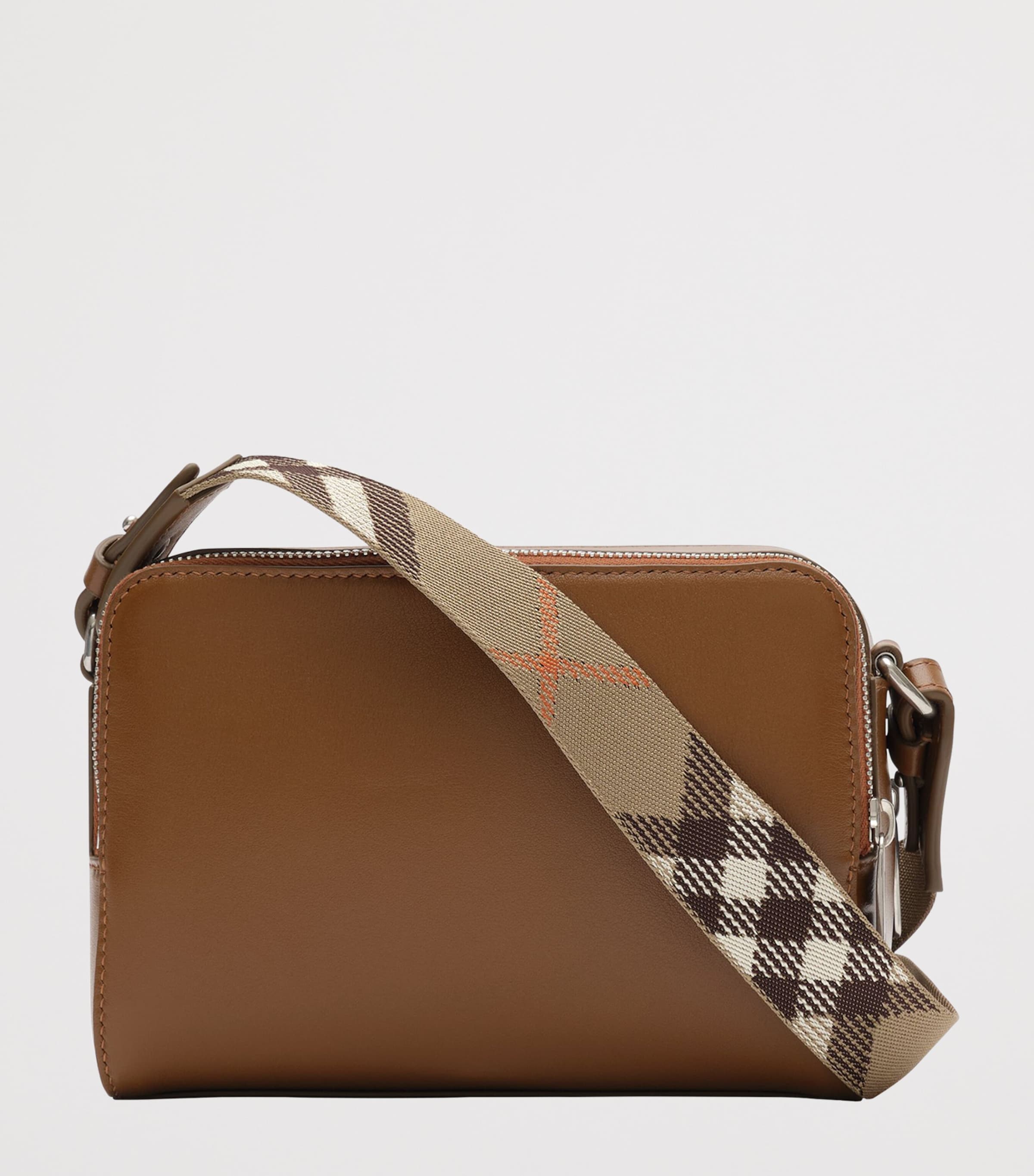Burberry Leather Check Pop Cross-Body Bag Finch Brown/hazel Image 4