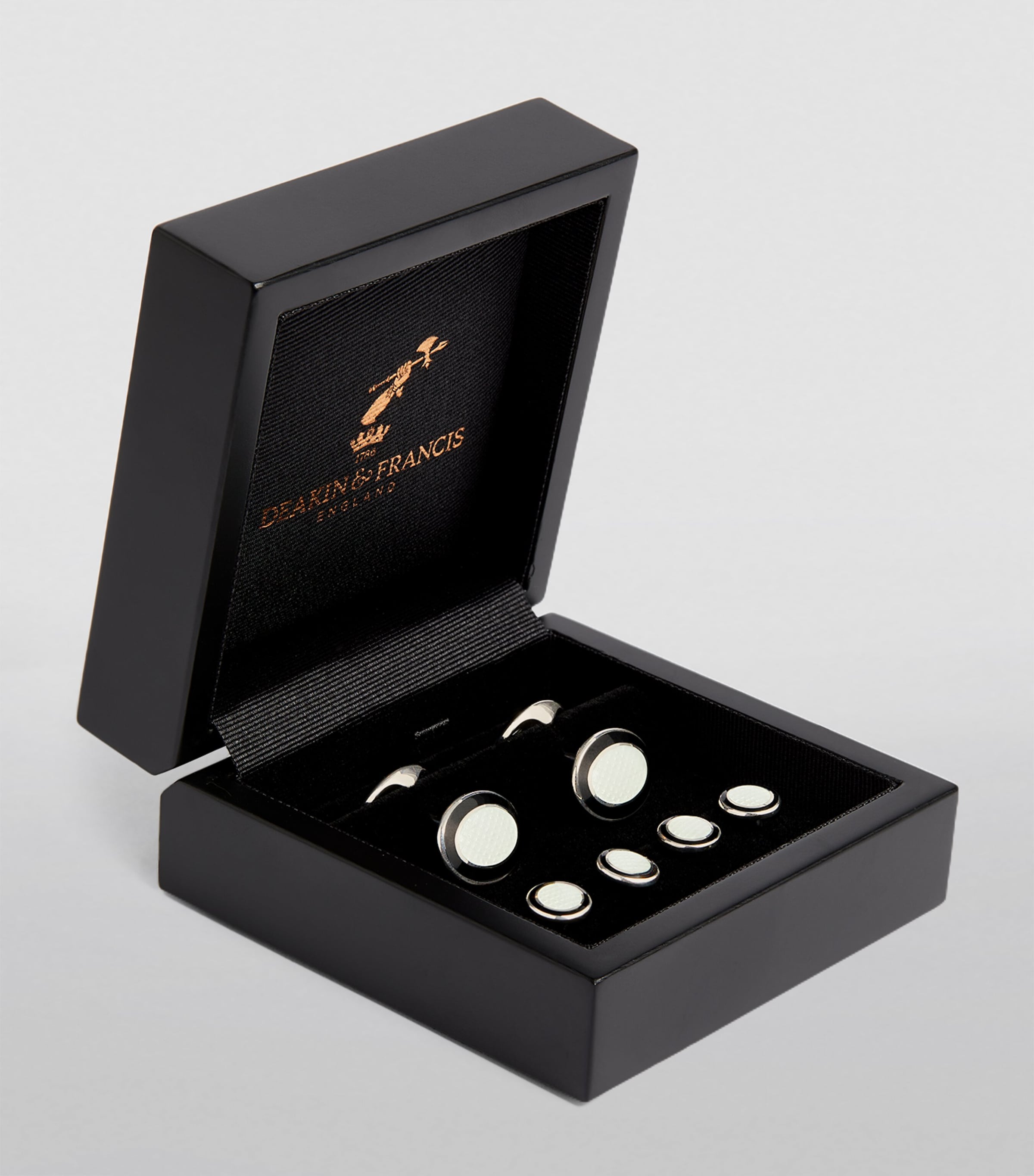 Deakin & Francis Enamelled Stud Cufflinks Black Image 2