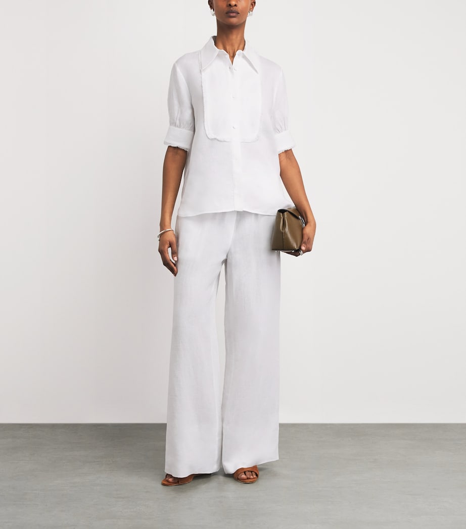 Agnona Womens Linen Short-Sleeve Shirt White Image 2