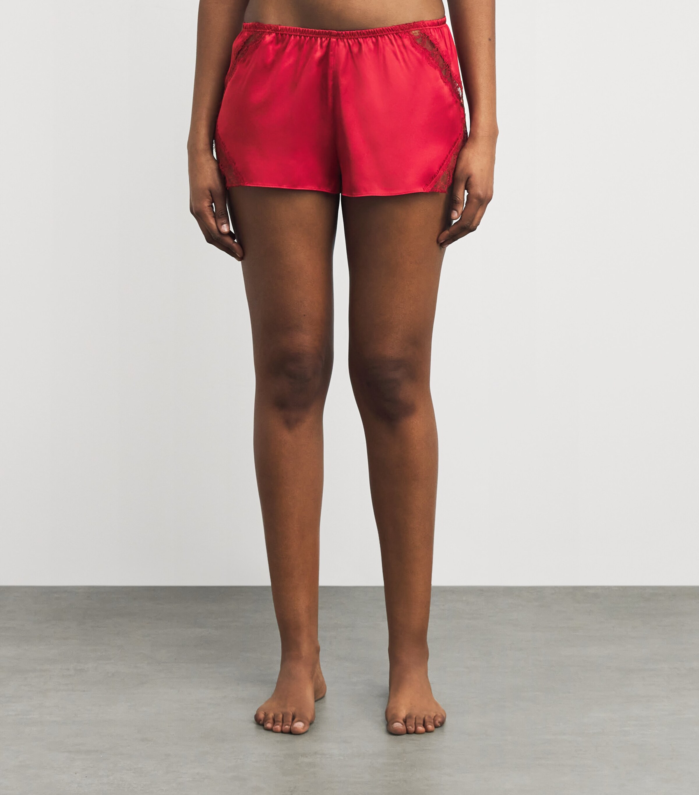 Silk Lace-Trim Shorts RED 600 Image 3