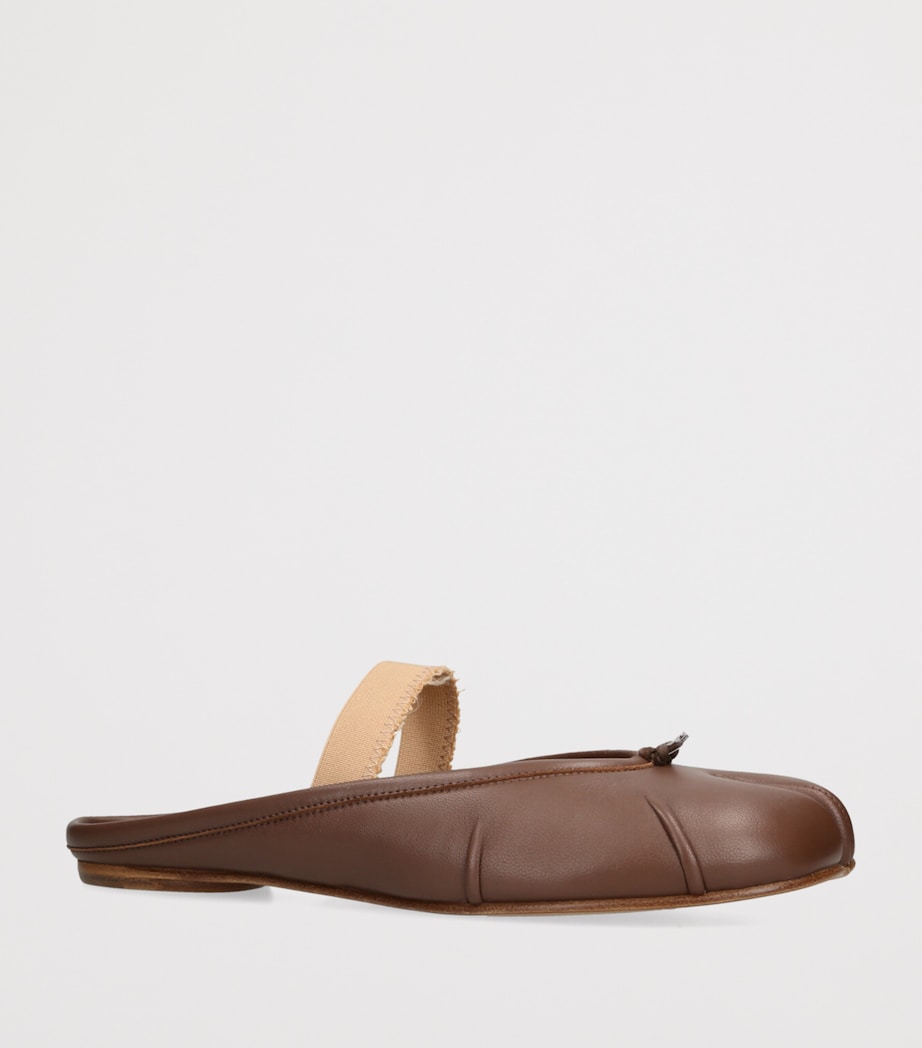 Leather Tabi Ballet Mules BROWN Image 3