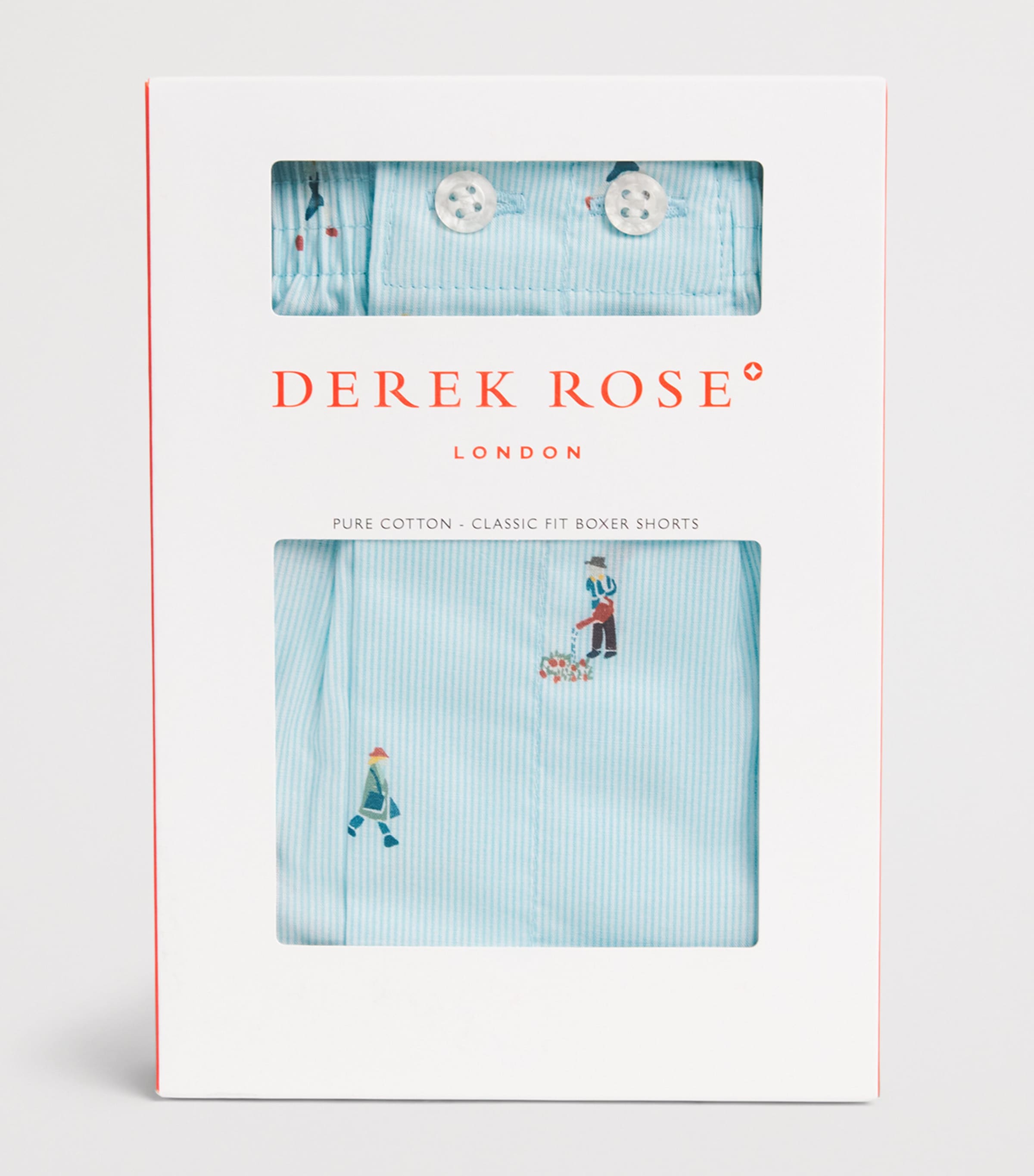 Derek Rose Mens Cotton Printed Ledbury Boxer Shorts Blu Image 4