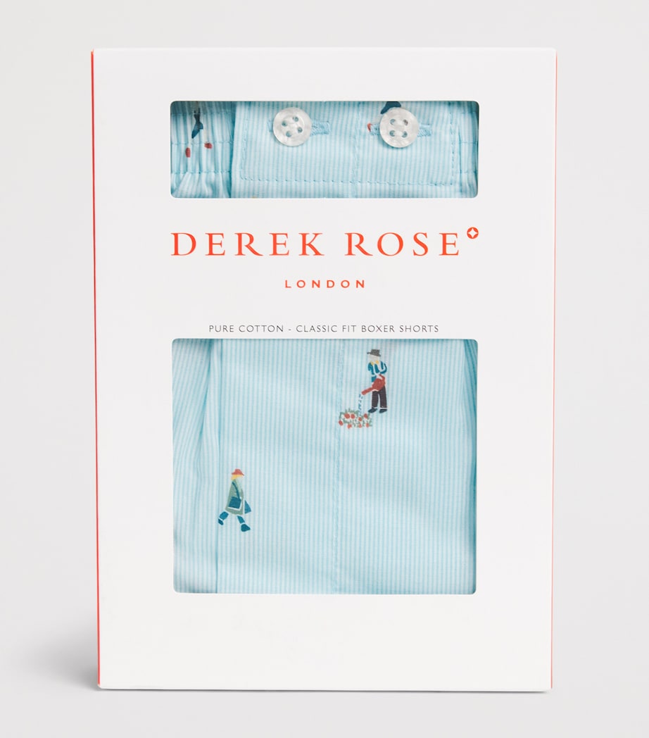 Derek Rose Mens Cotton Printed Ledbury Boxer Shorts Blu Image 4