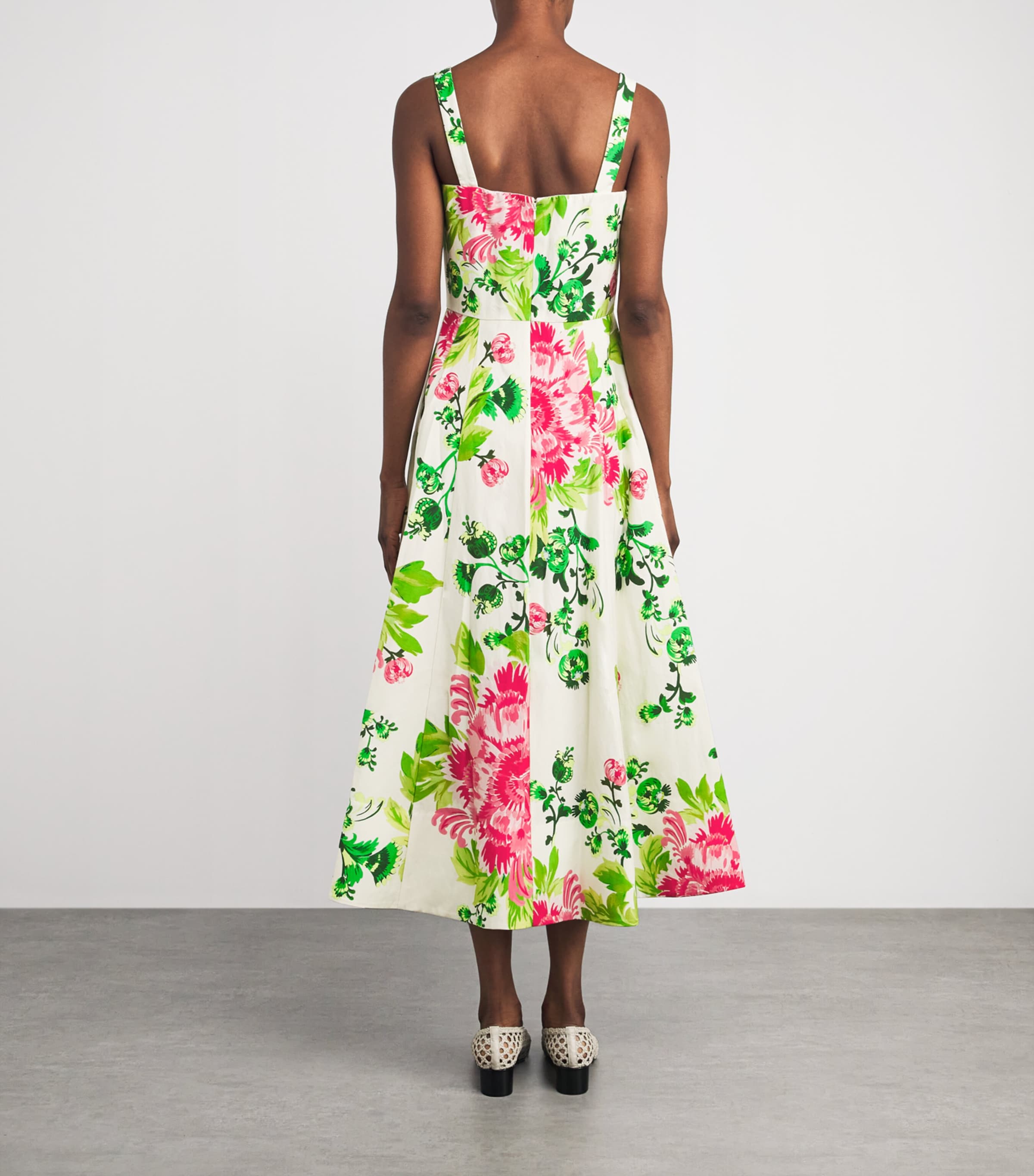 Saloni Womens Floral Print Sabrina Midi Dress Sffier Bqt Plmt Image 4