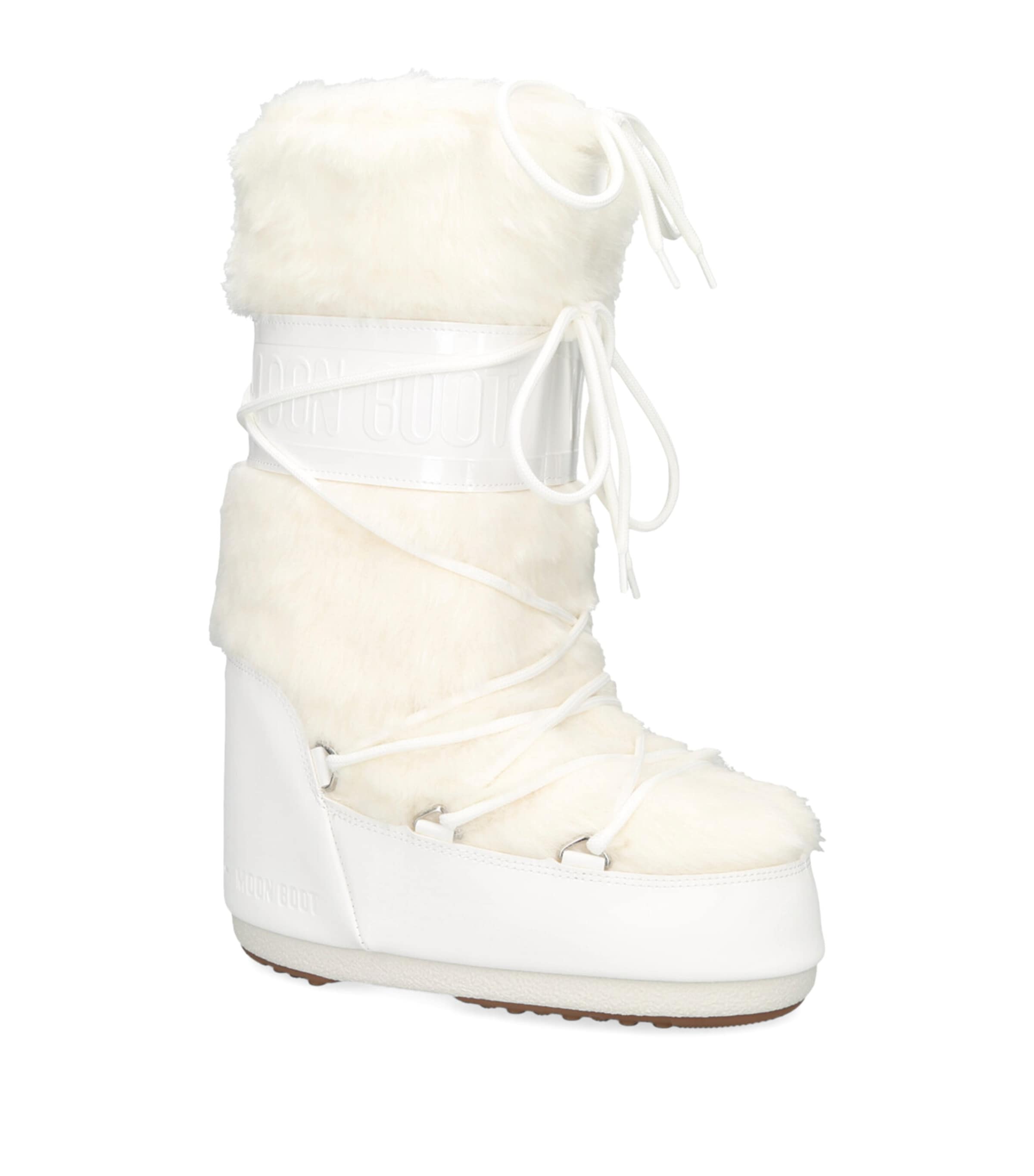 Moon Boot White Faux Fur Icon Boots | Harrods UK