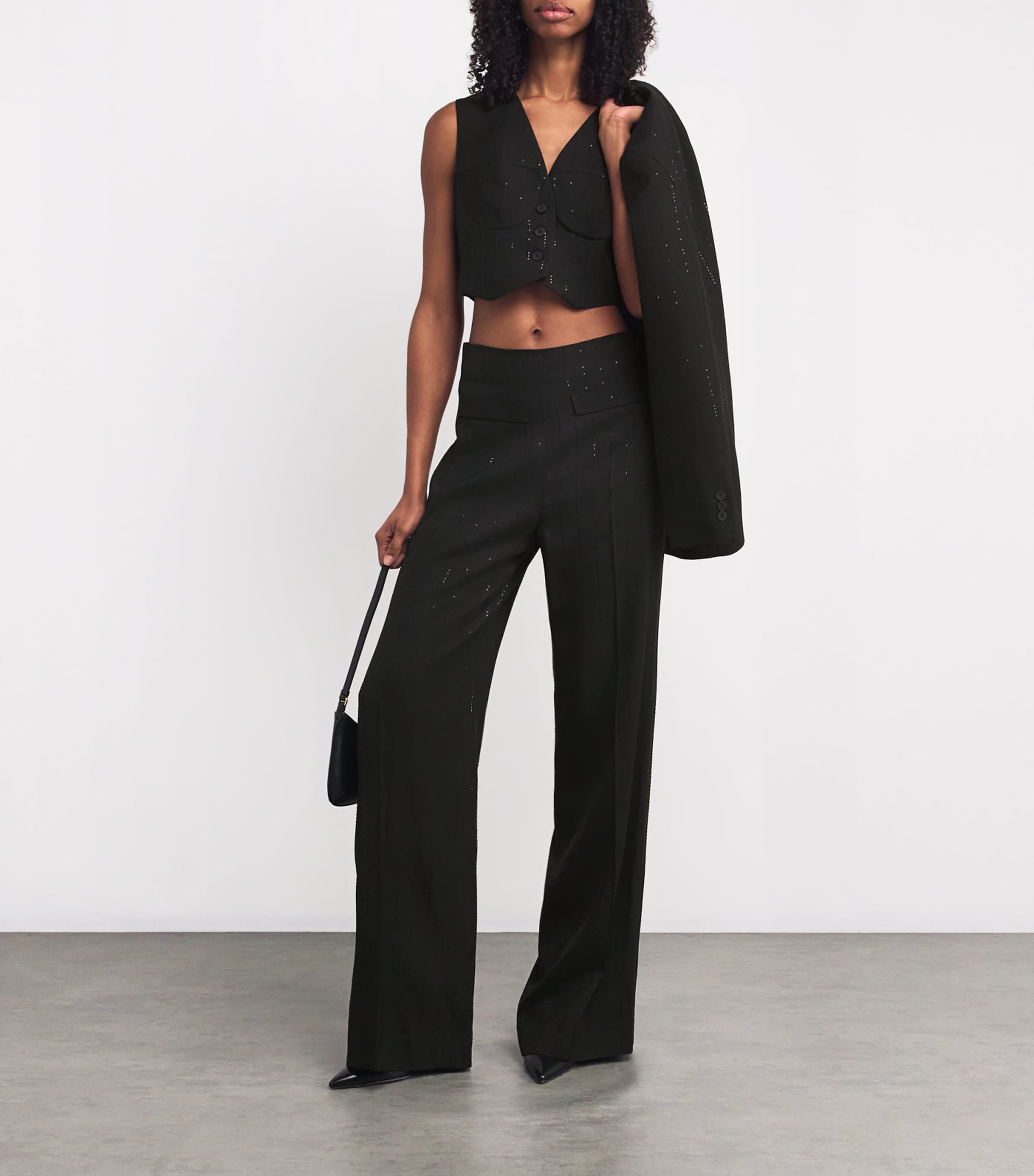 Sequin-Stripe Waistcoat BLACK Image 2