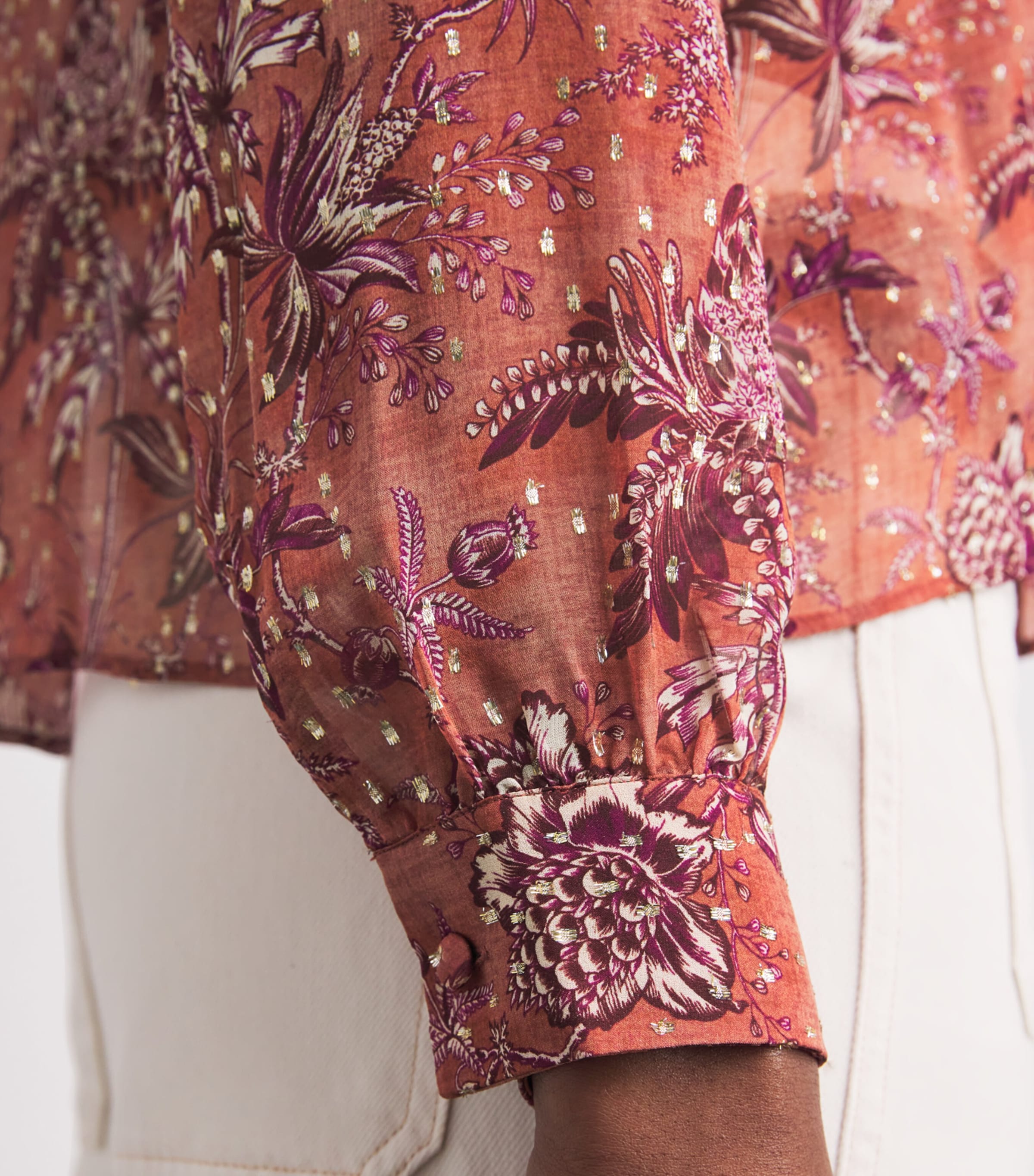 Silk-Blend Ruffle-Detail Nina Blouse OLEANDER Image 6