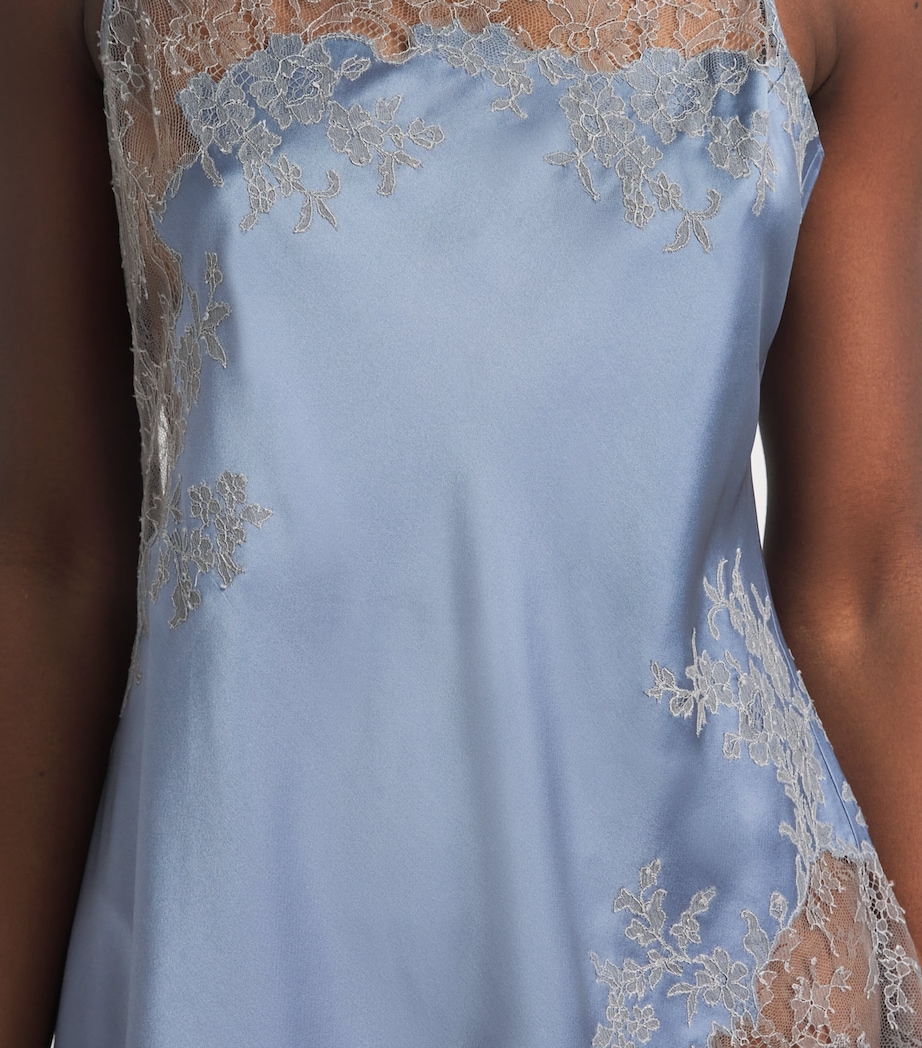 Carine Gilson Womens Silk Lace Nightdress Bluestone Image 5