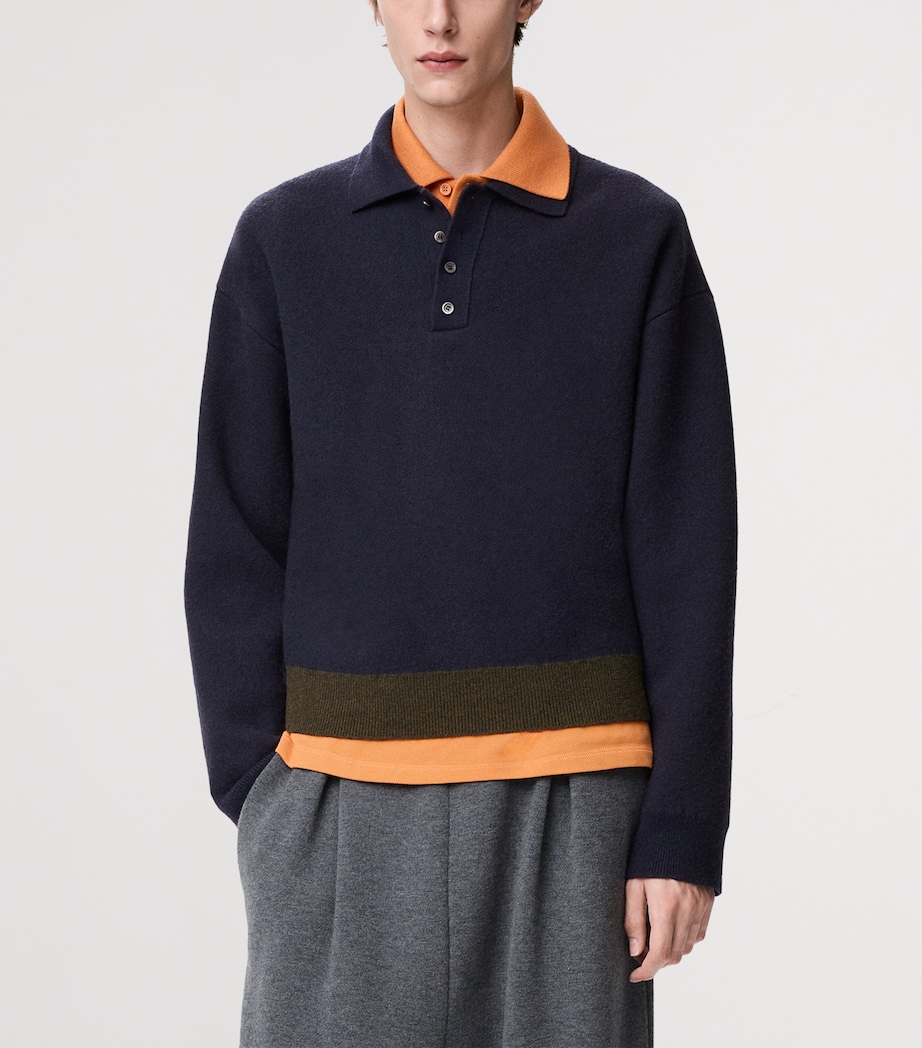 Wool-Blend Polo Sweater NAVY BLUE Image 3