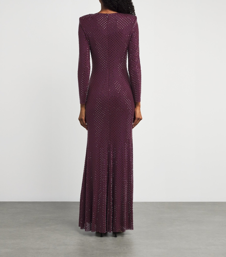Crystal Long-Sleeve Maxi Dress BURGUNDY Image 3