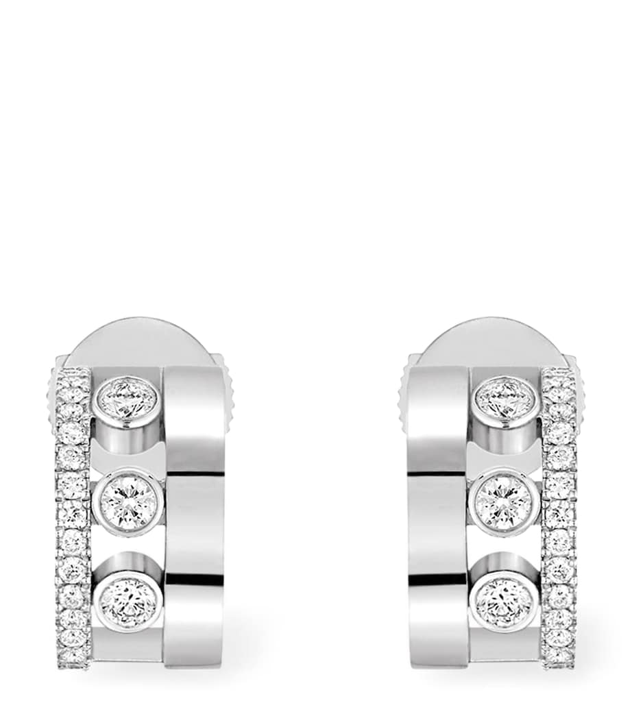 White Gold and Diamond Move Romane Hoop Earrings WHITE GOLD Image 1