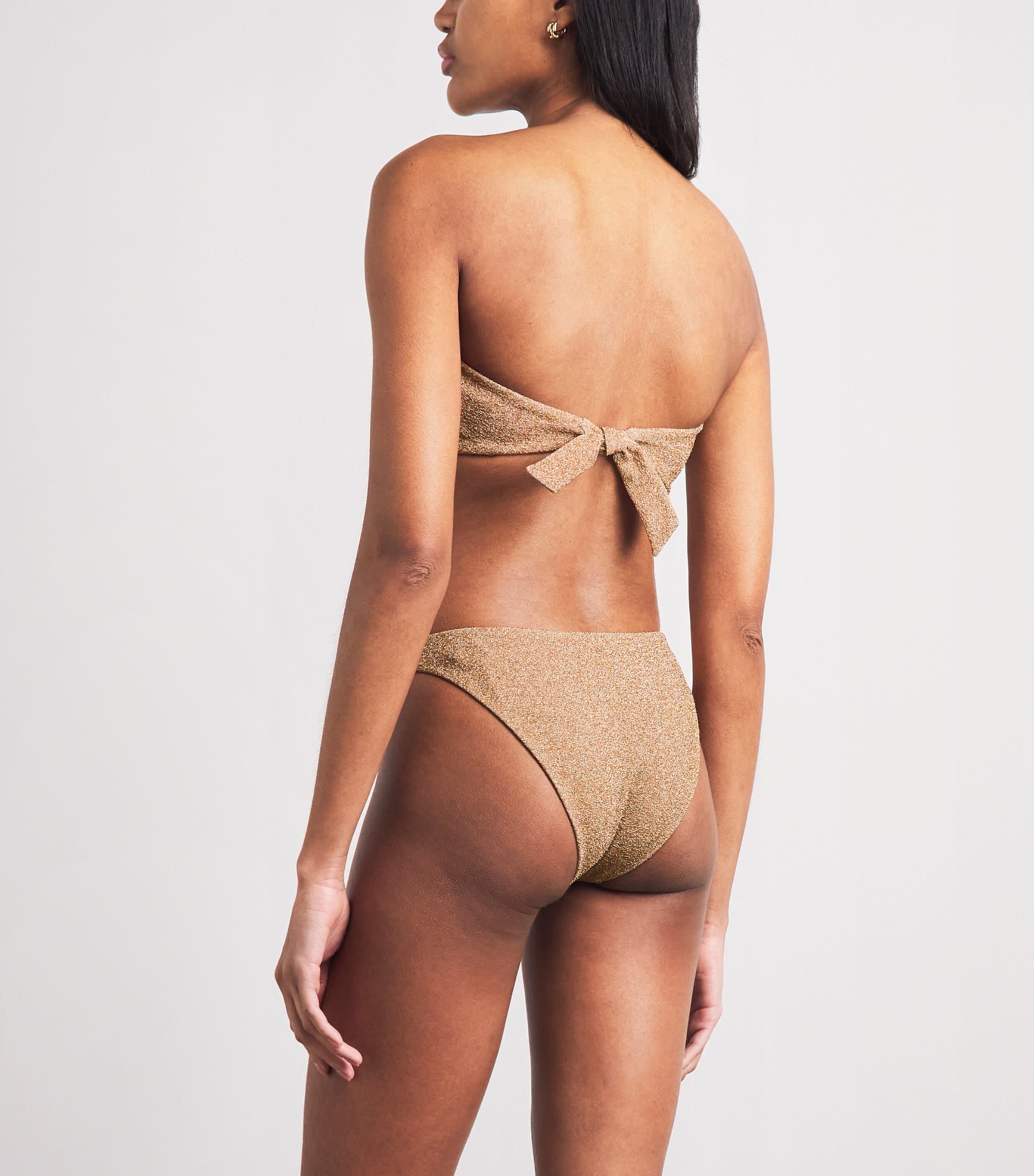 Devon Windsor Womens Glitter Hailey Bandeau Bikini Top Gold Shimmer Image 3