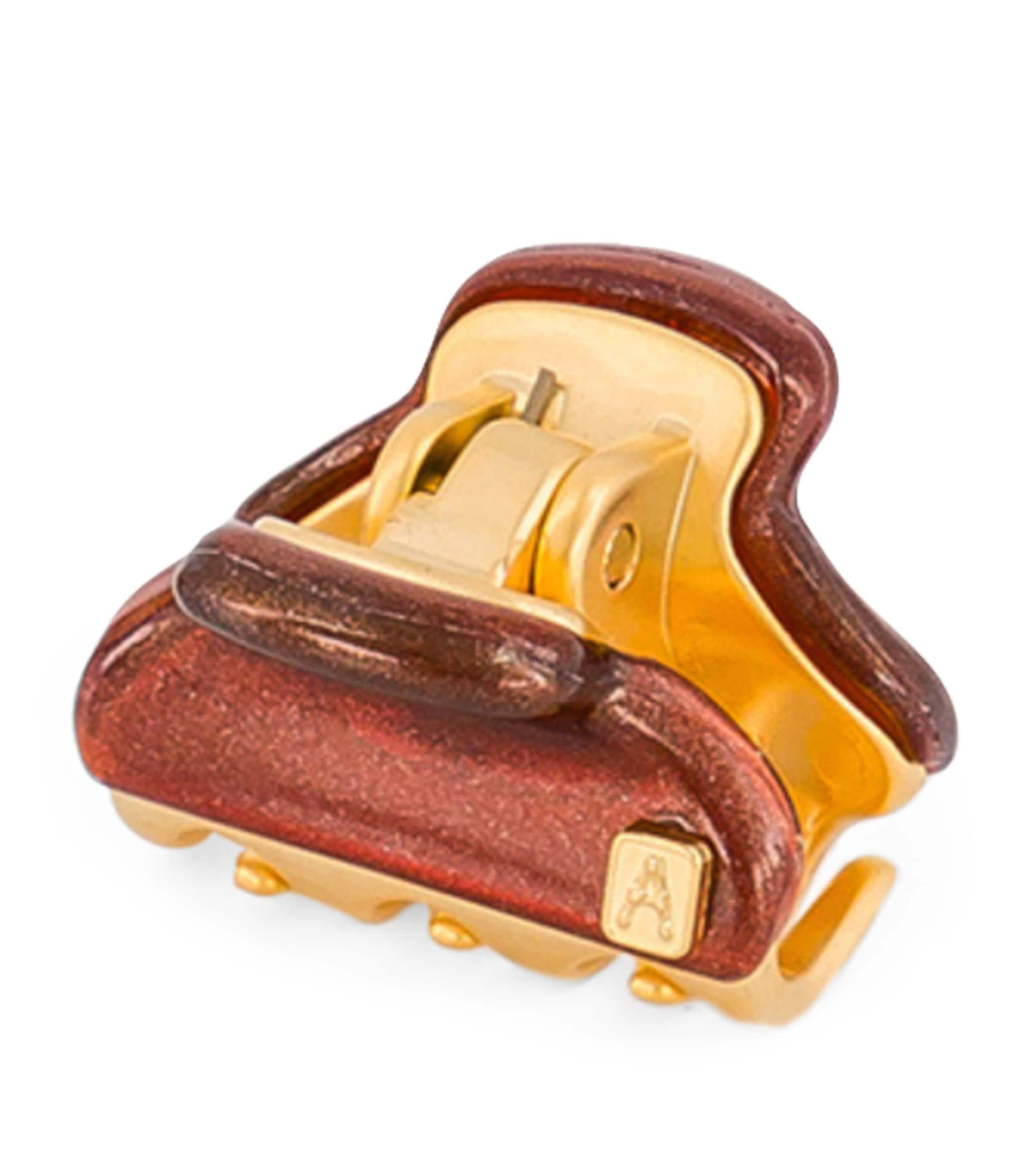 Mini Gold-Plated Claw Hair Clip X4- PAIL BRUN/OR Image 2