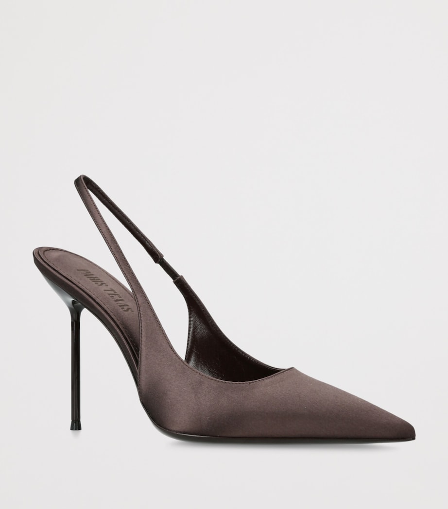Satin Lidia Slingback Pumps 105 BROWN Image 3
