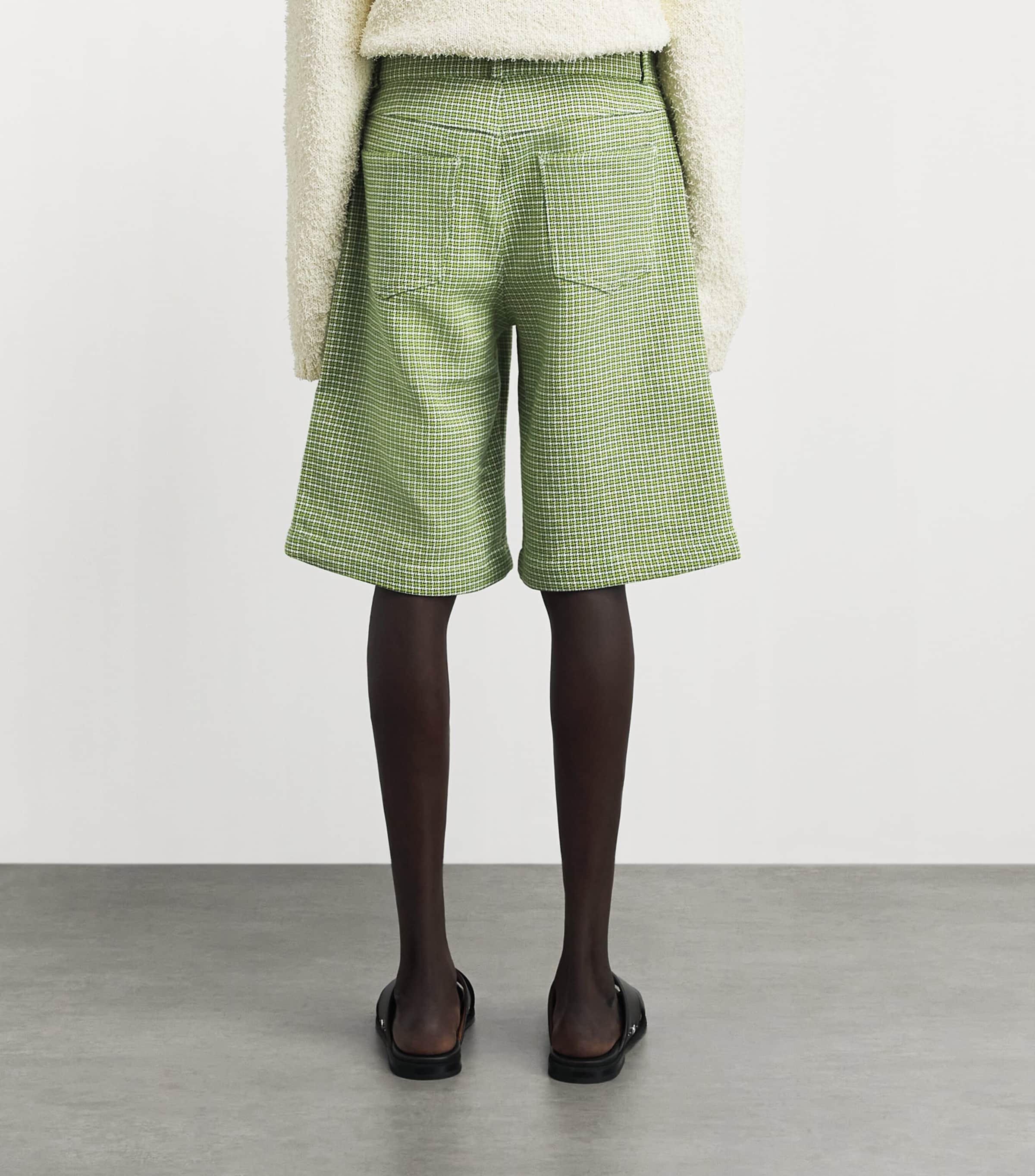 Séfr Mens Houndstooth Nasedo Shorts Soft Green Check Image 5