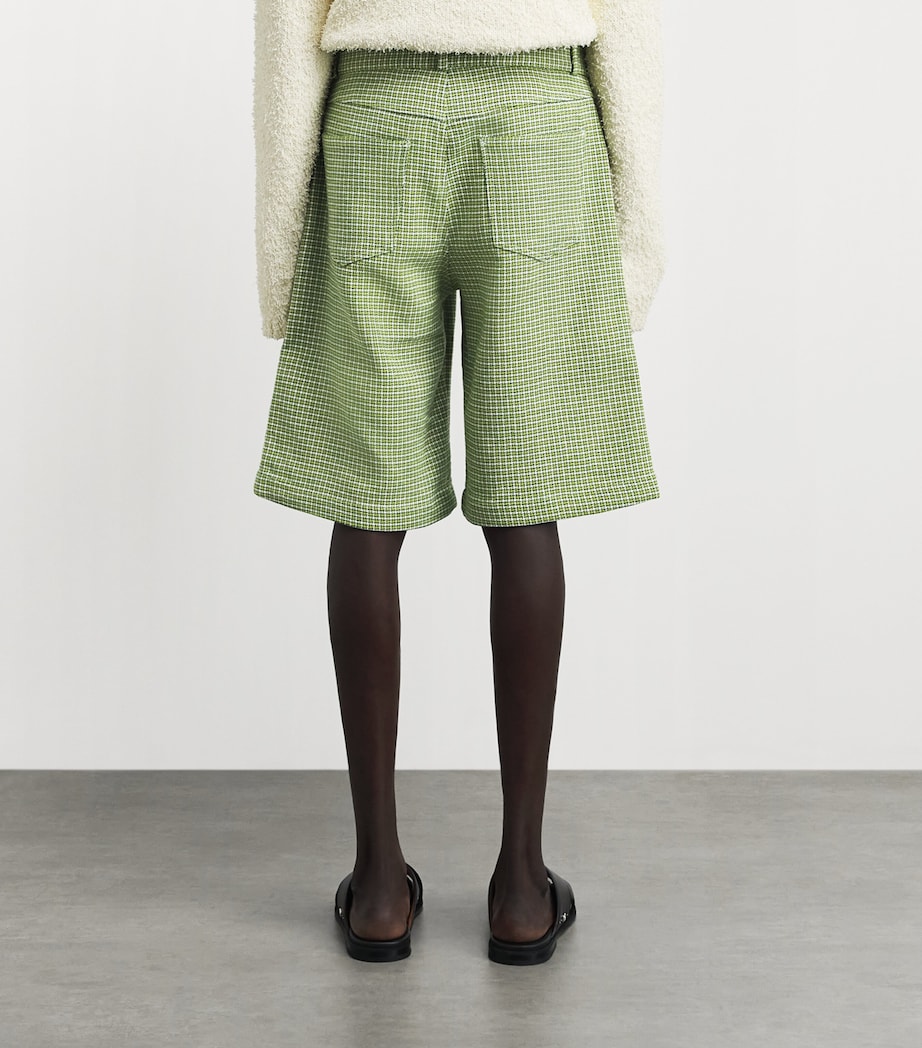 Séfr Mens Houndstooth Nasedo Shorts Soft Green Check Image 5