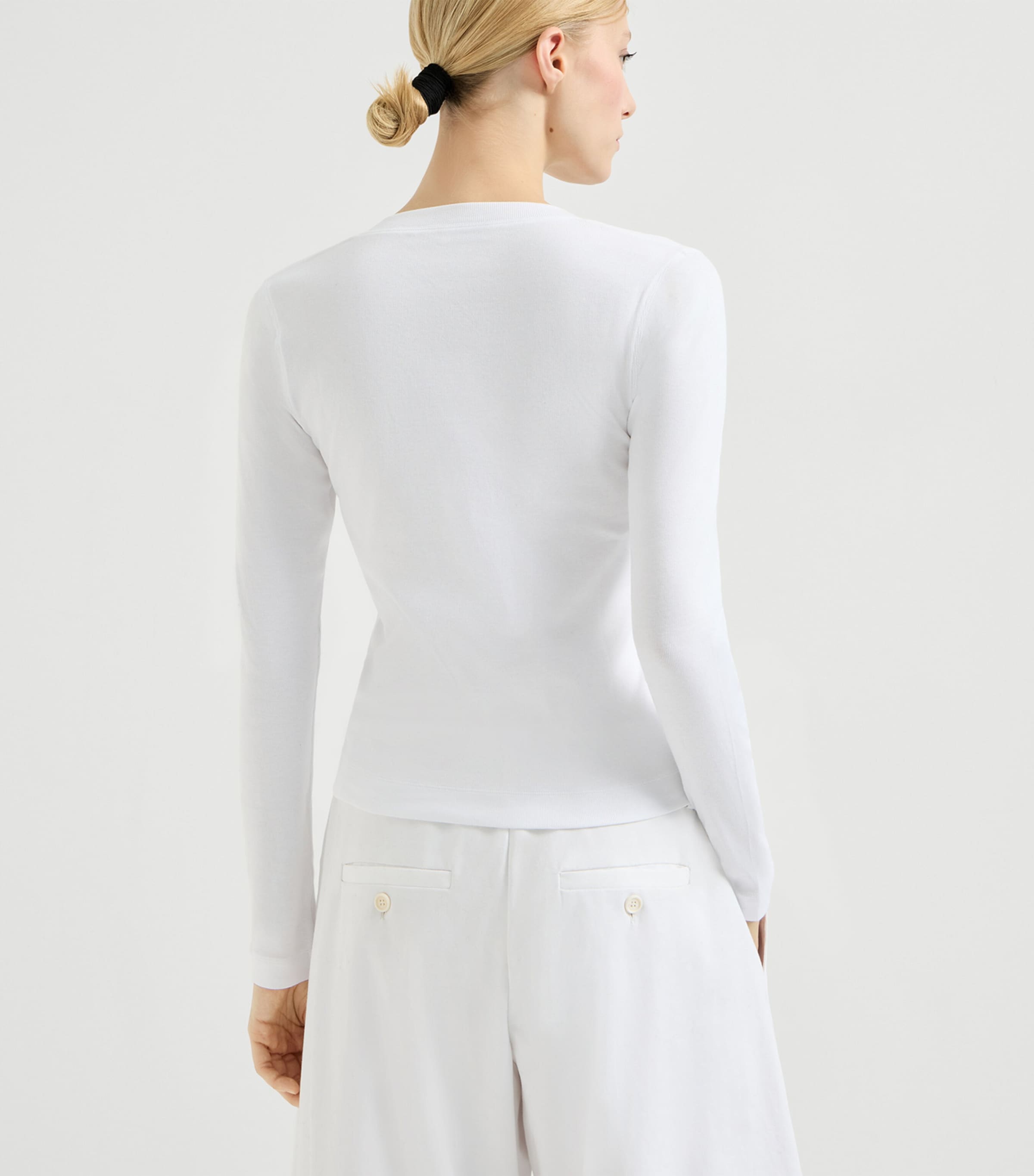 Brunello Cucinelli Womens Stretch-Cotton Monili-Detail T-Shirt Image 5