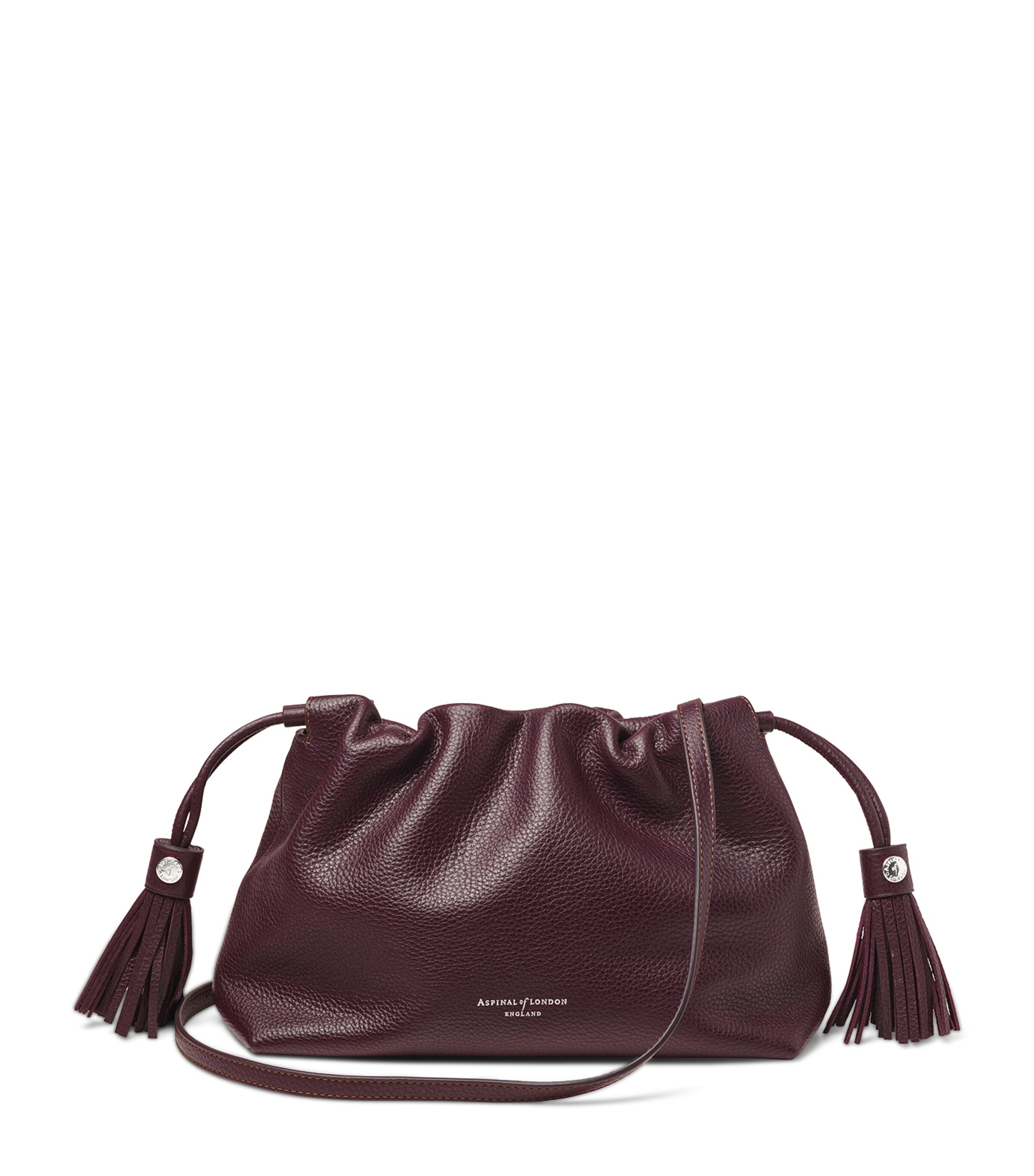 Aspinal Of London Large Leather Soho East West Cross-Body Pouch Wine Image 1