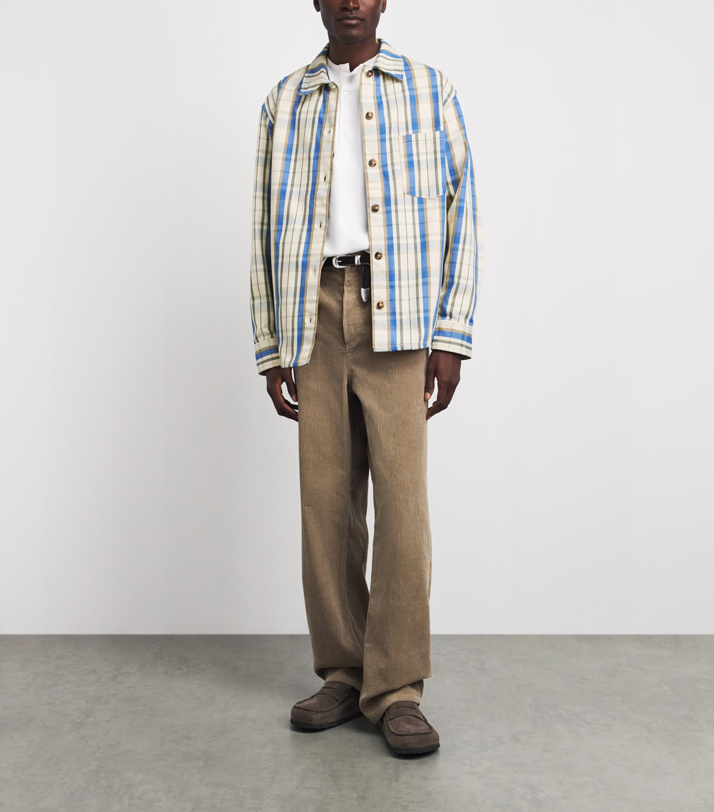 A.P.C. Mens Cotton Check Overshirt Aad Ecru Image 2