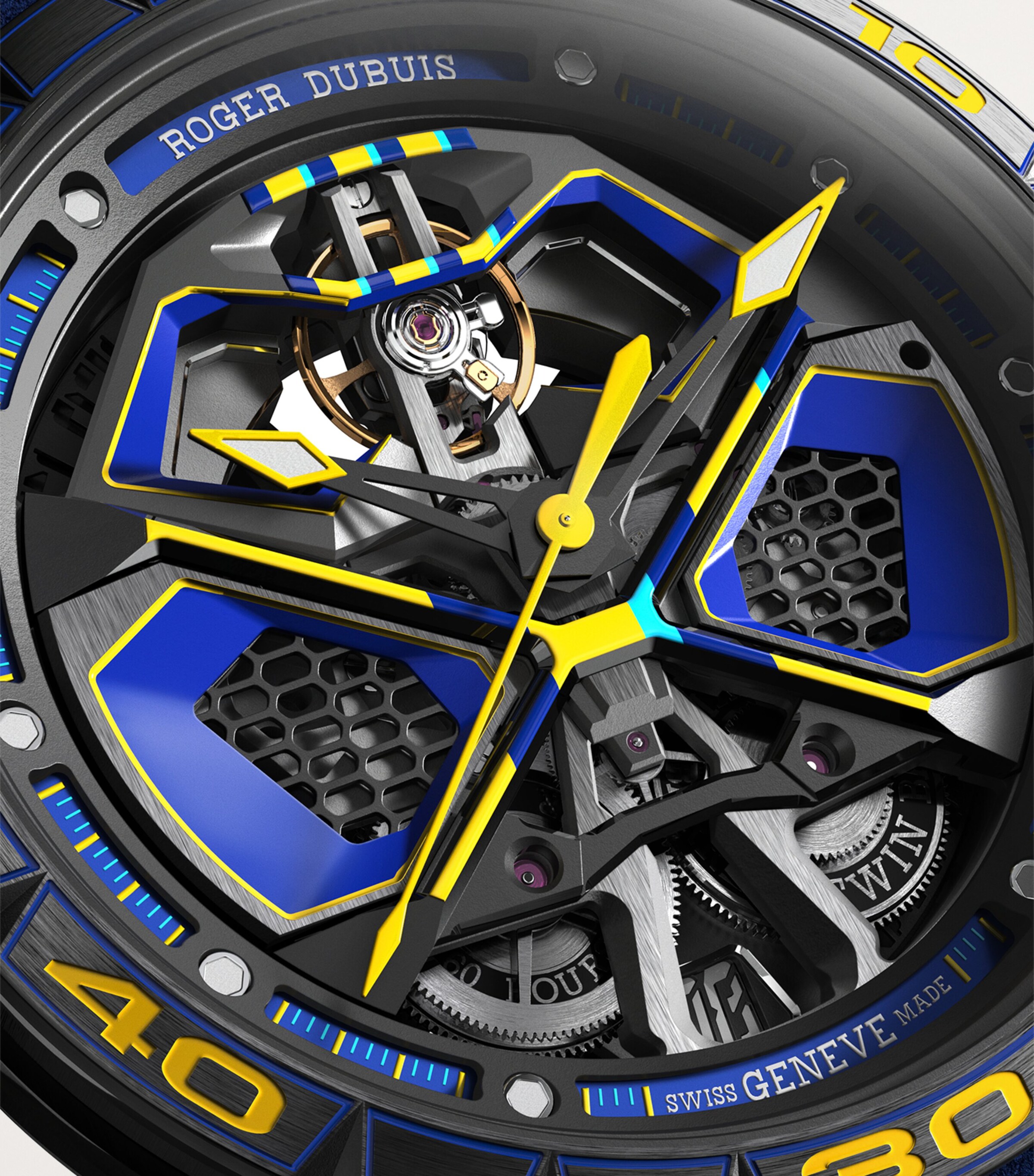 x Lamborghini Titanium Excalibur Spider Monobalancier Huracán Watch 45mm BLUE Image 3