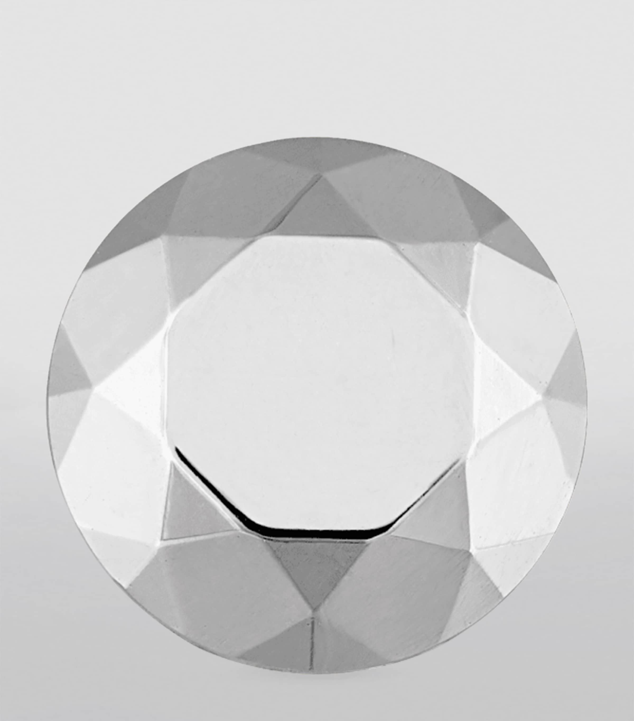 Faceted Round Threaded Stud Earring WHITE GOLD Image 2