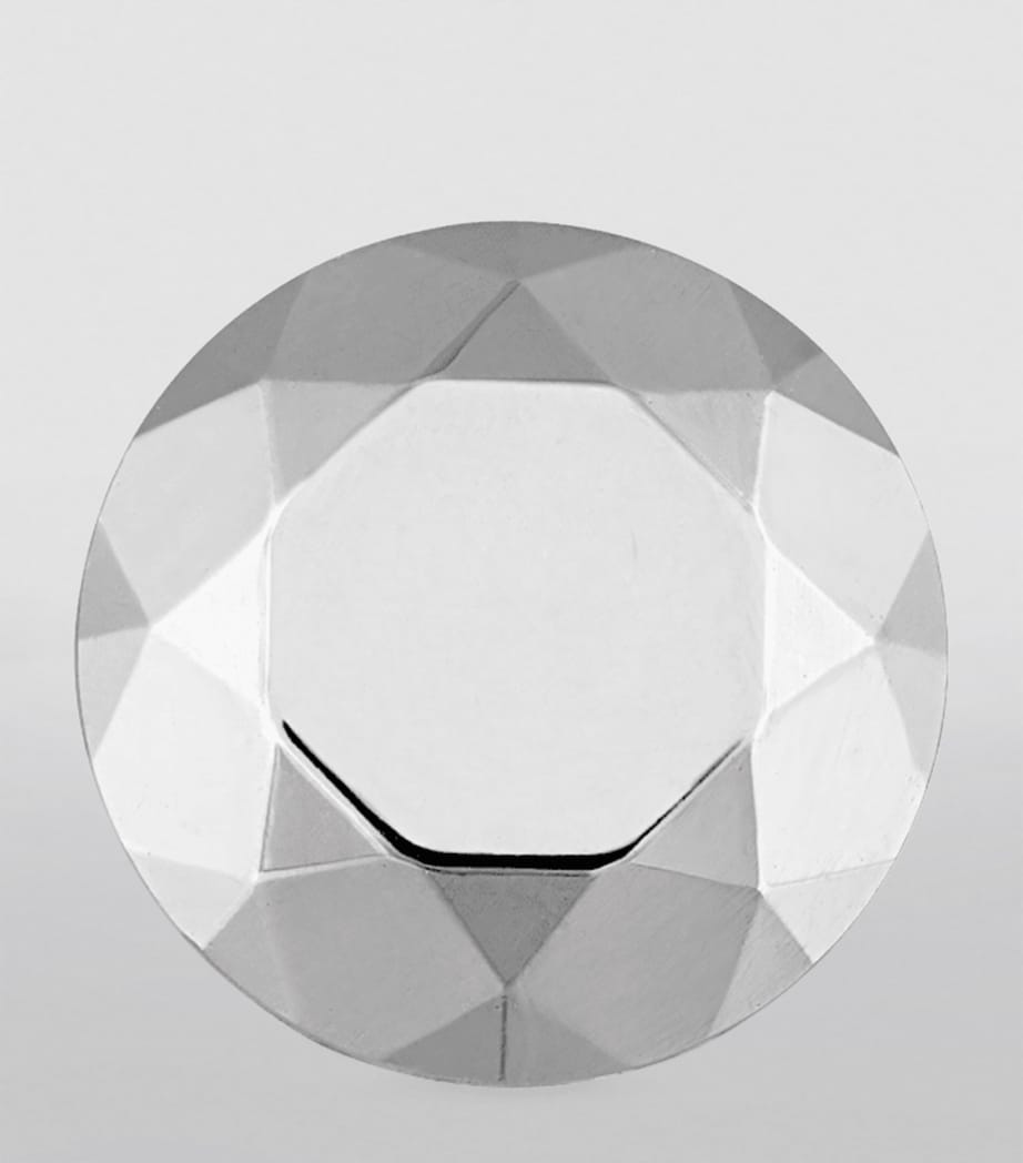 Faceted Round Threaded Stud Earring WHITE GOLD Image 2