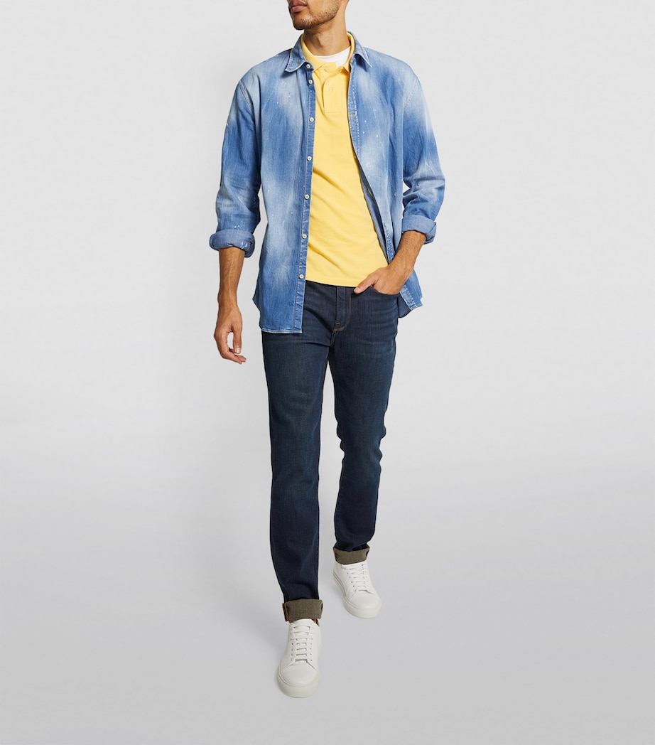 Cotton Mesh Slim-Fit Polo Shirt YELLOW Image 3