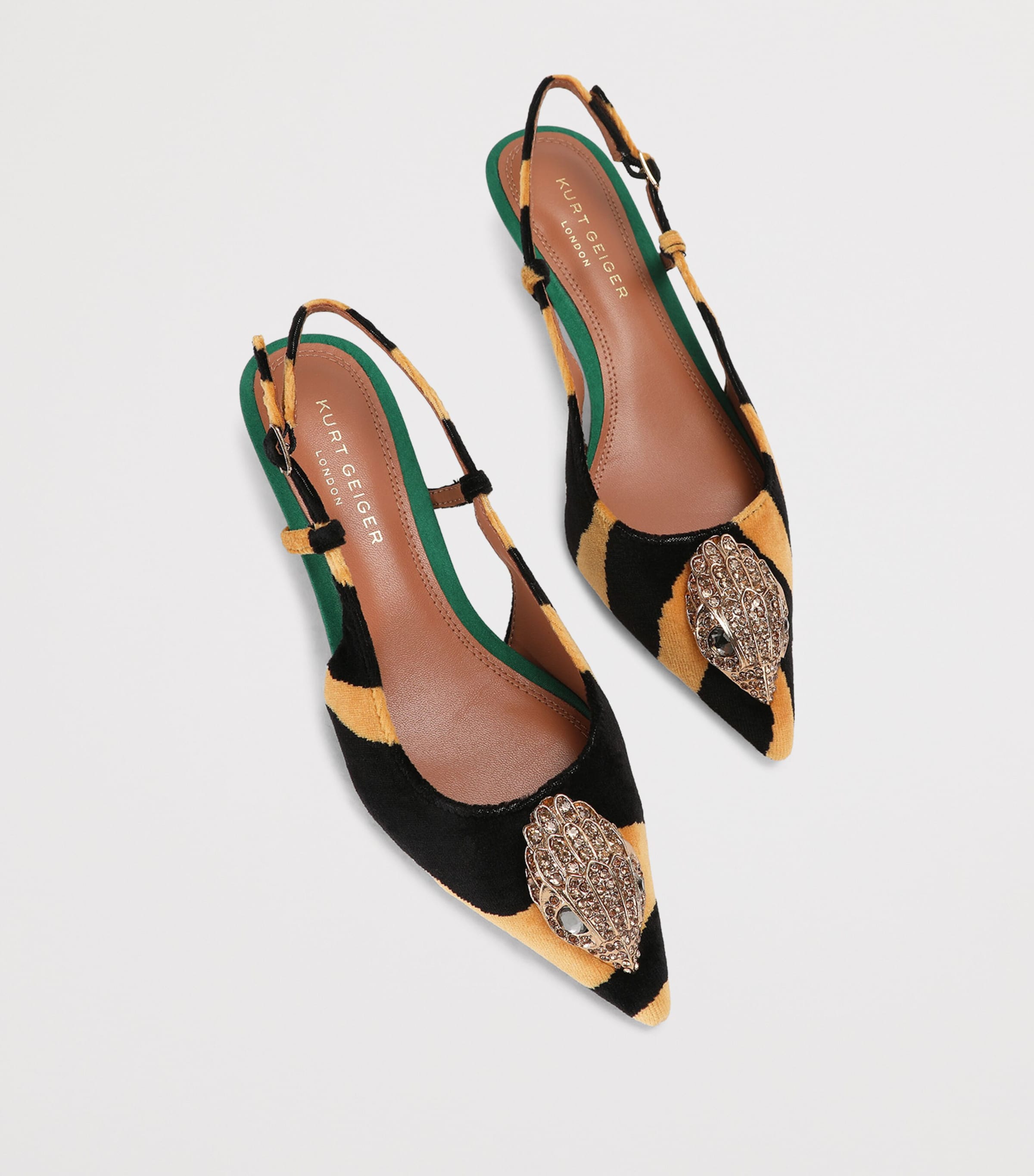 Kurt Geiger London Velvet Velsize Slingbacks Orange Image 4
