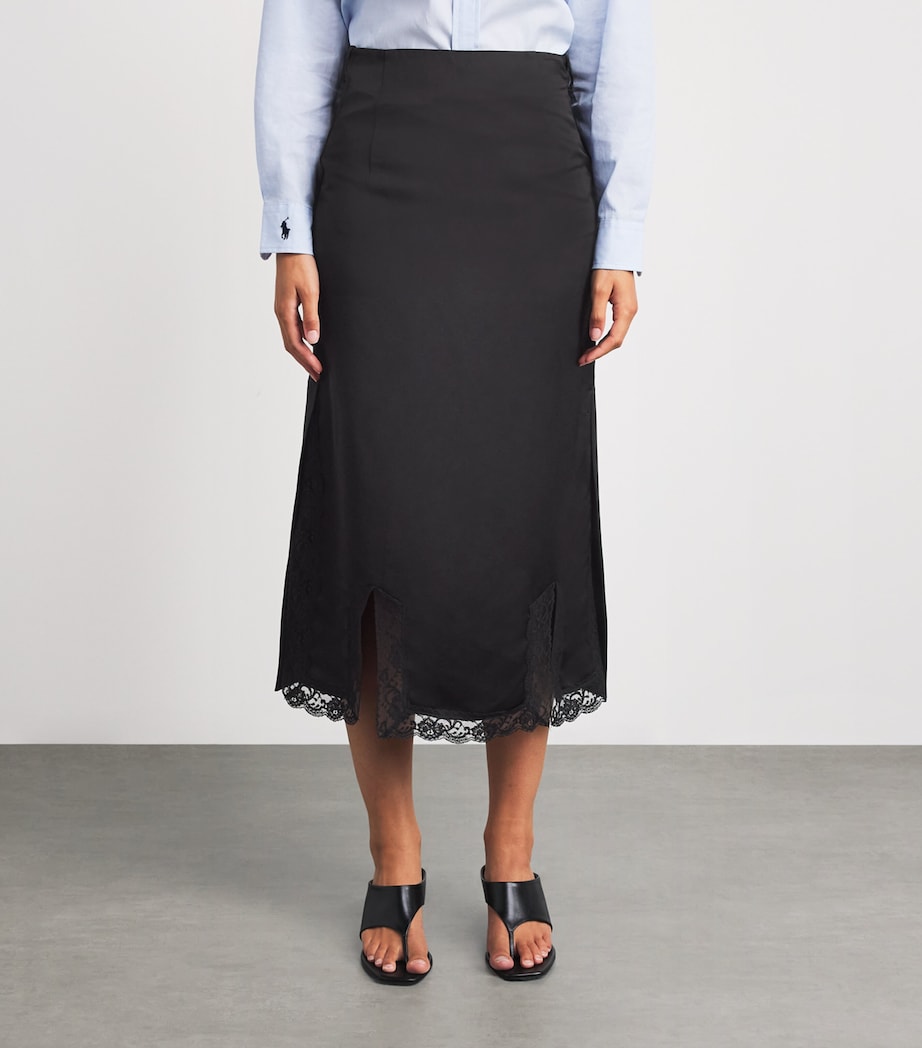 Sandro Paris Womens Lace-Detail Midi Skirt Black Image 4