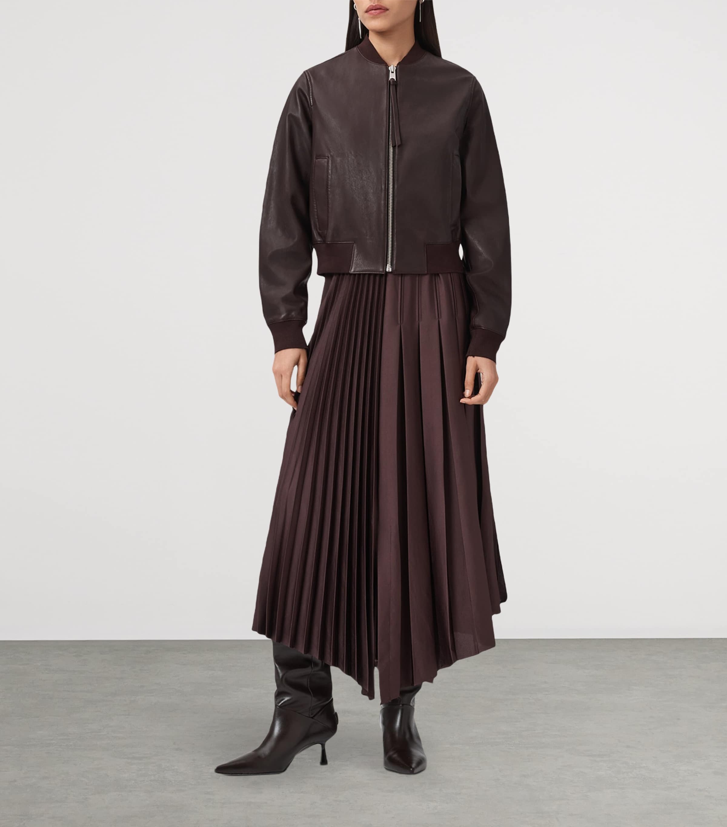 Leather Orten Bomber Jacket OXBLOOD RED Image 4