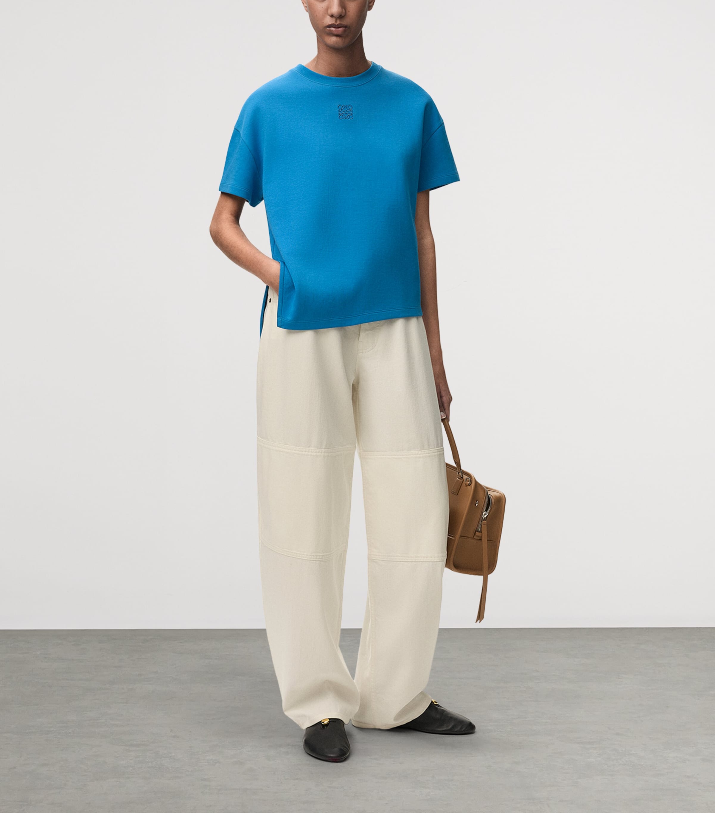 LOEWE Womens Asymmetric T-Shirt Blue Image 2