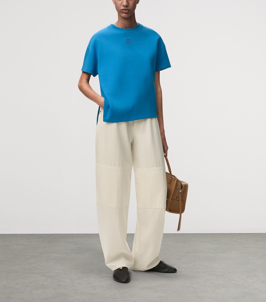 LOEWE Womens Asymmetric T-Shirt Blue Image 2