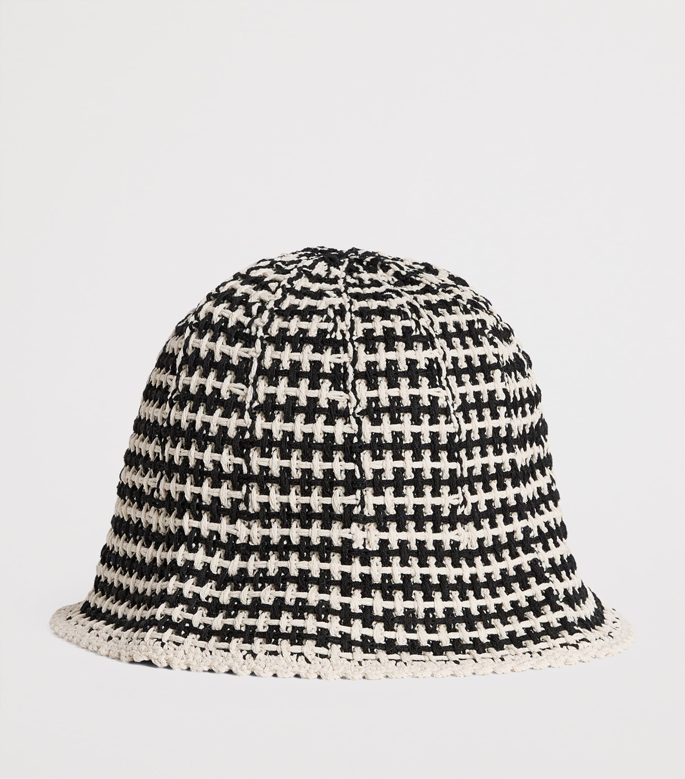 Sandro Paris Crochet Bucket Hat Ecru / Black Image 3