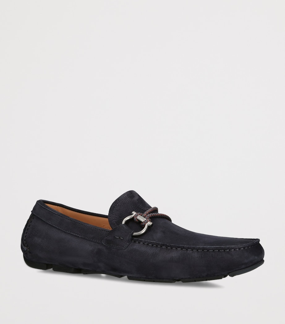 Salvatore Ferragamo Nubuck Front 4 Driving Shoes Navy Image 2
