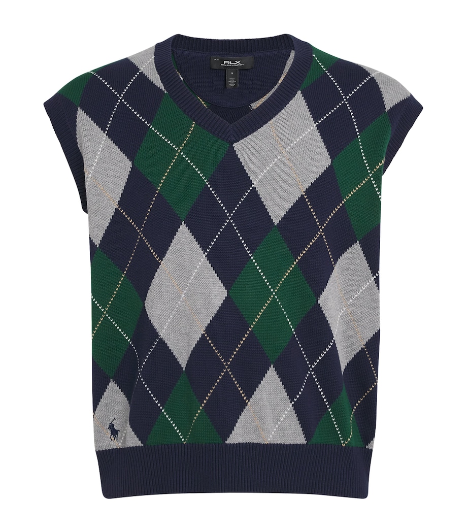 RLX Ralph Lauren Mens Cotton-Blend Sweater Vest Argyle Multi Image 1