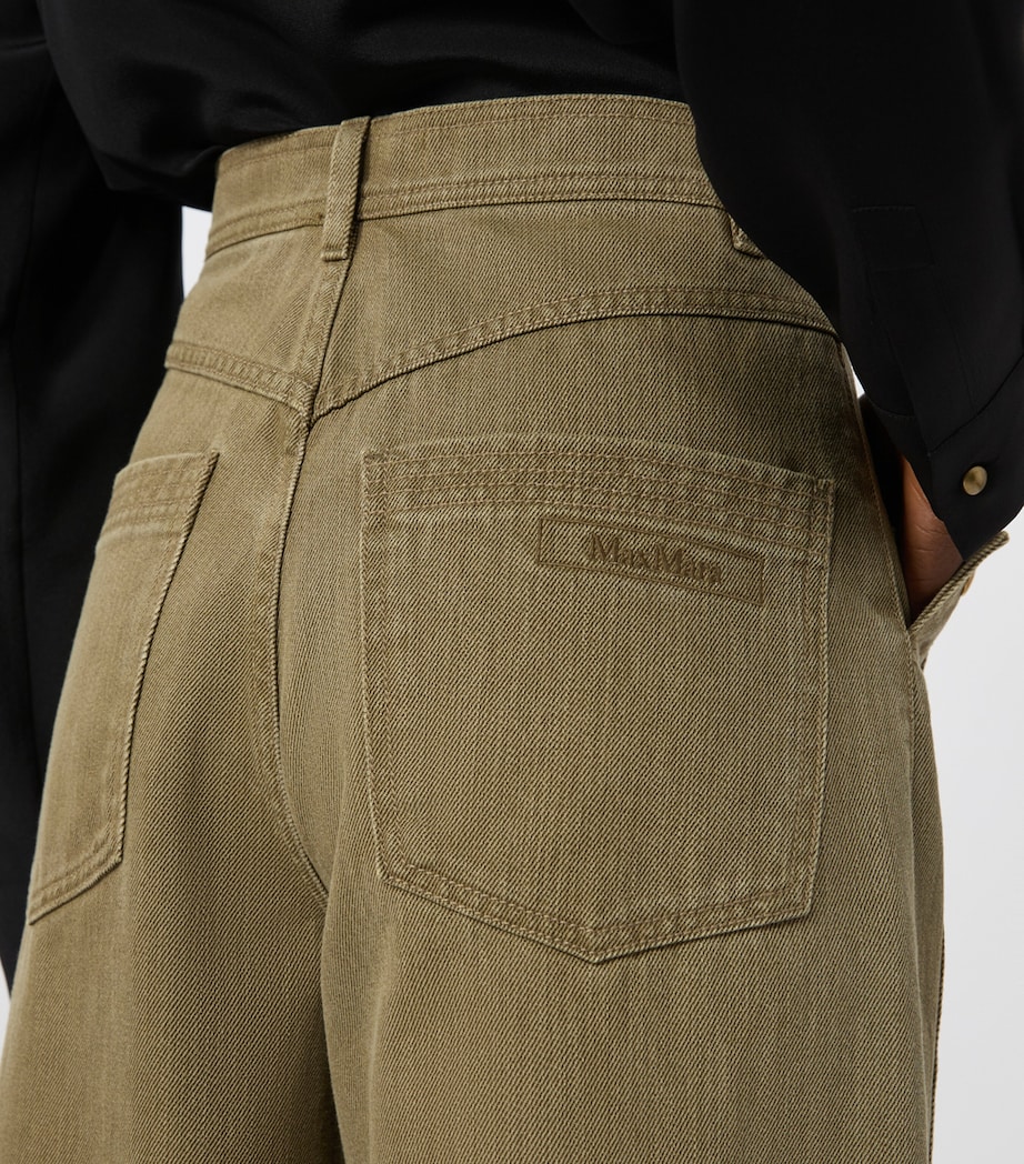 Max Mara Womens Wide-Leg Jeans Kaki Image 5