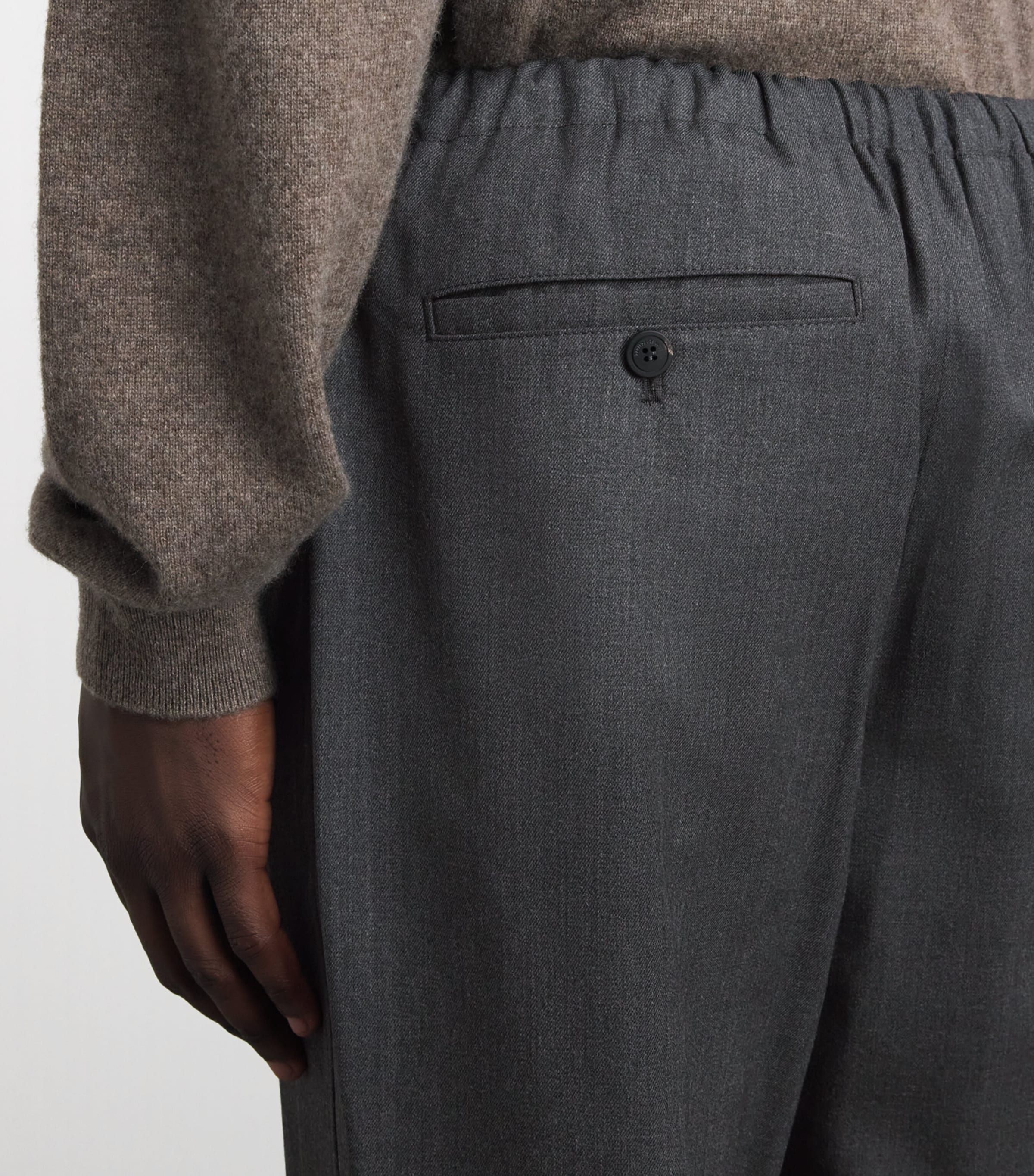 Le 17 Septembre Mens Wool-Blend Drawstring Trousers Grey Image 3