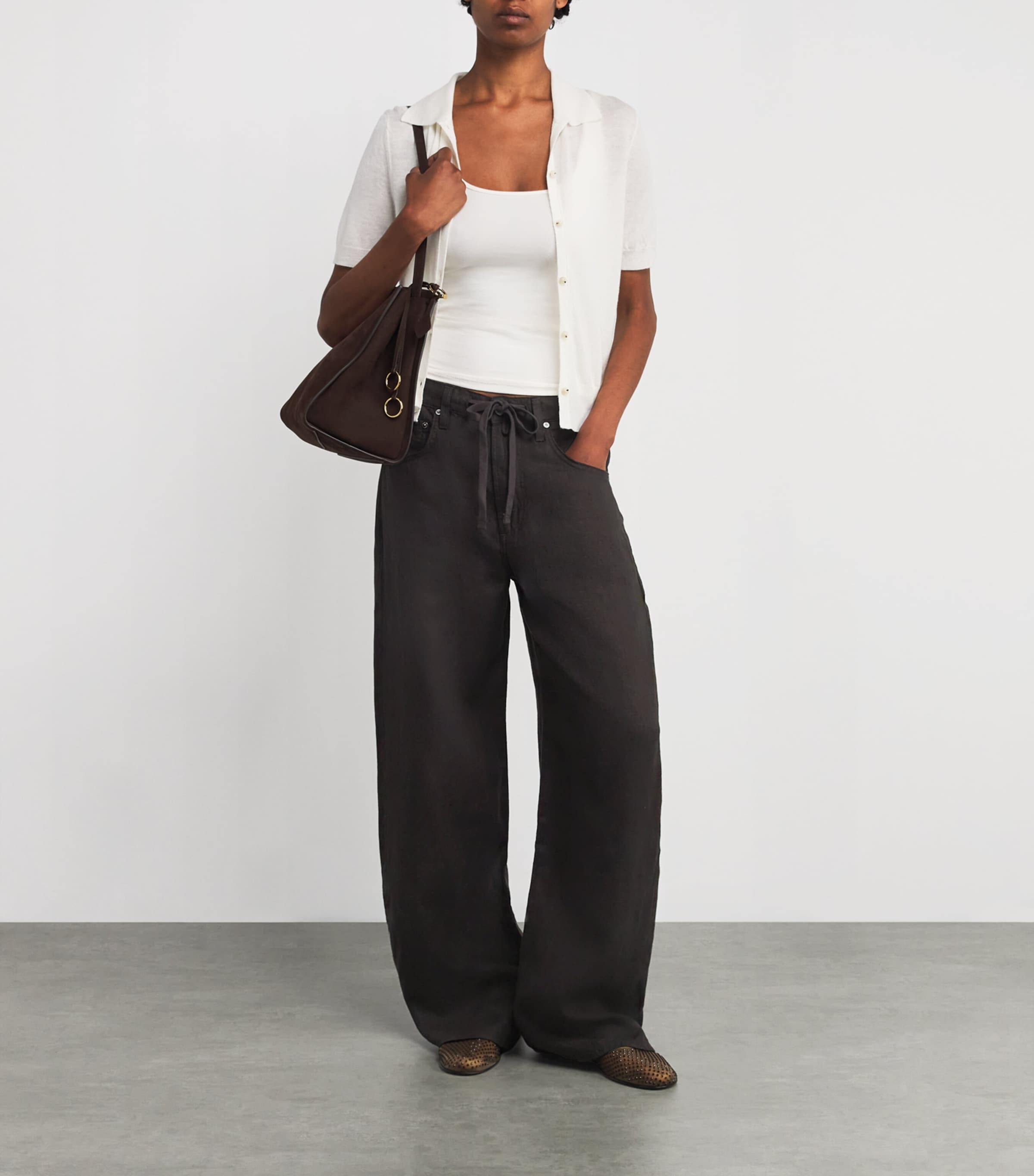 Citizens of Humanity Brown Linen Brynn Trousers | Harrods UK