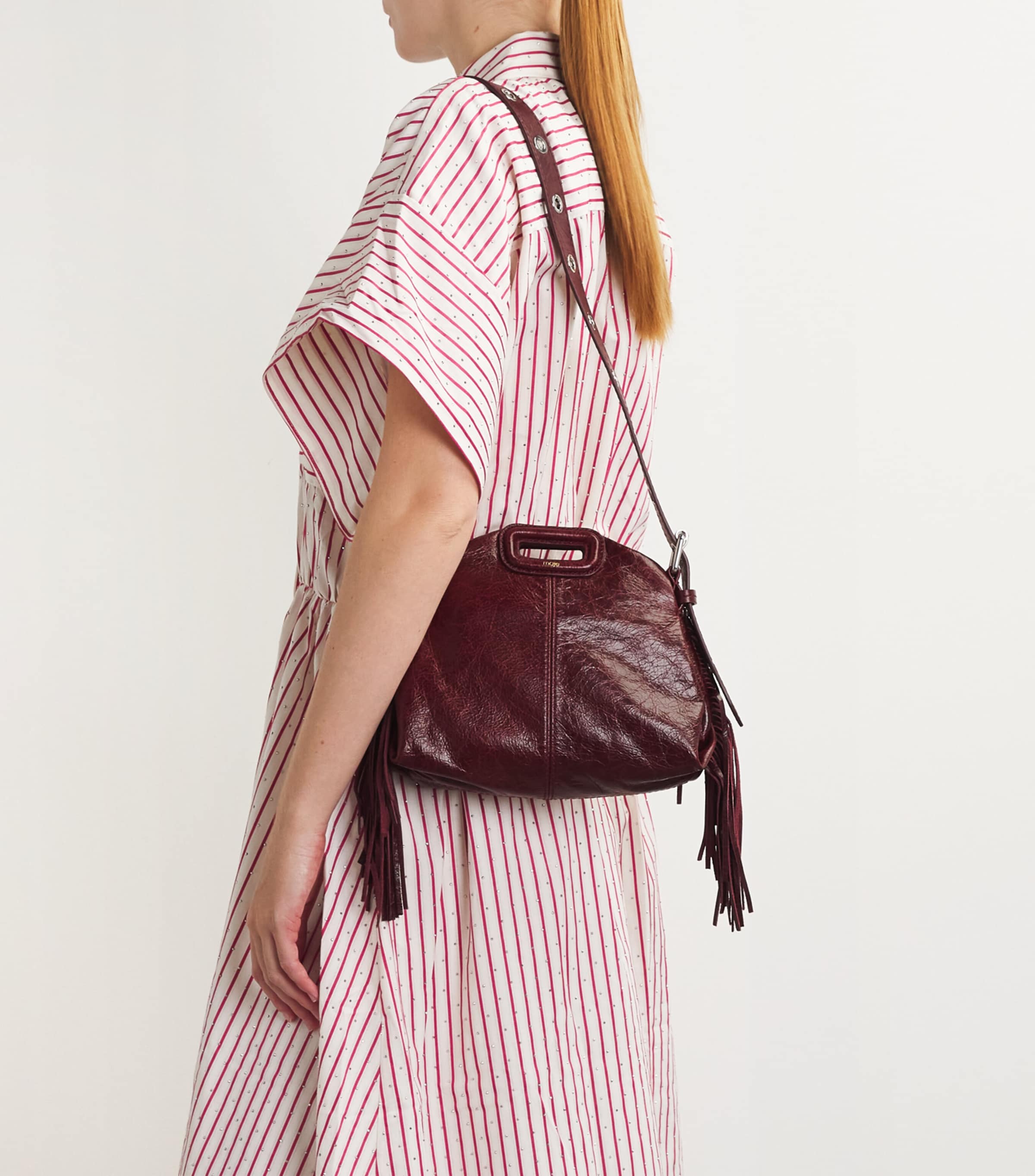 Leather Miss M Shoulder Bag BURGUNDY Image 2