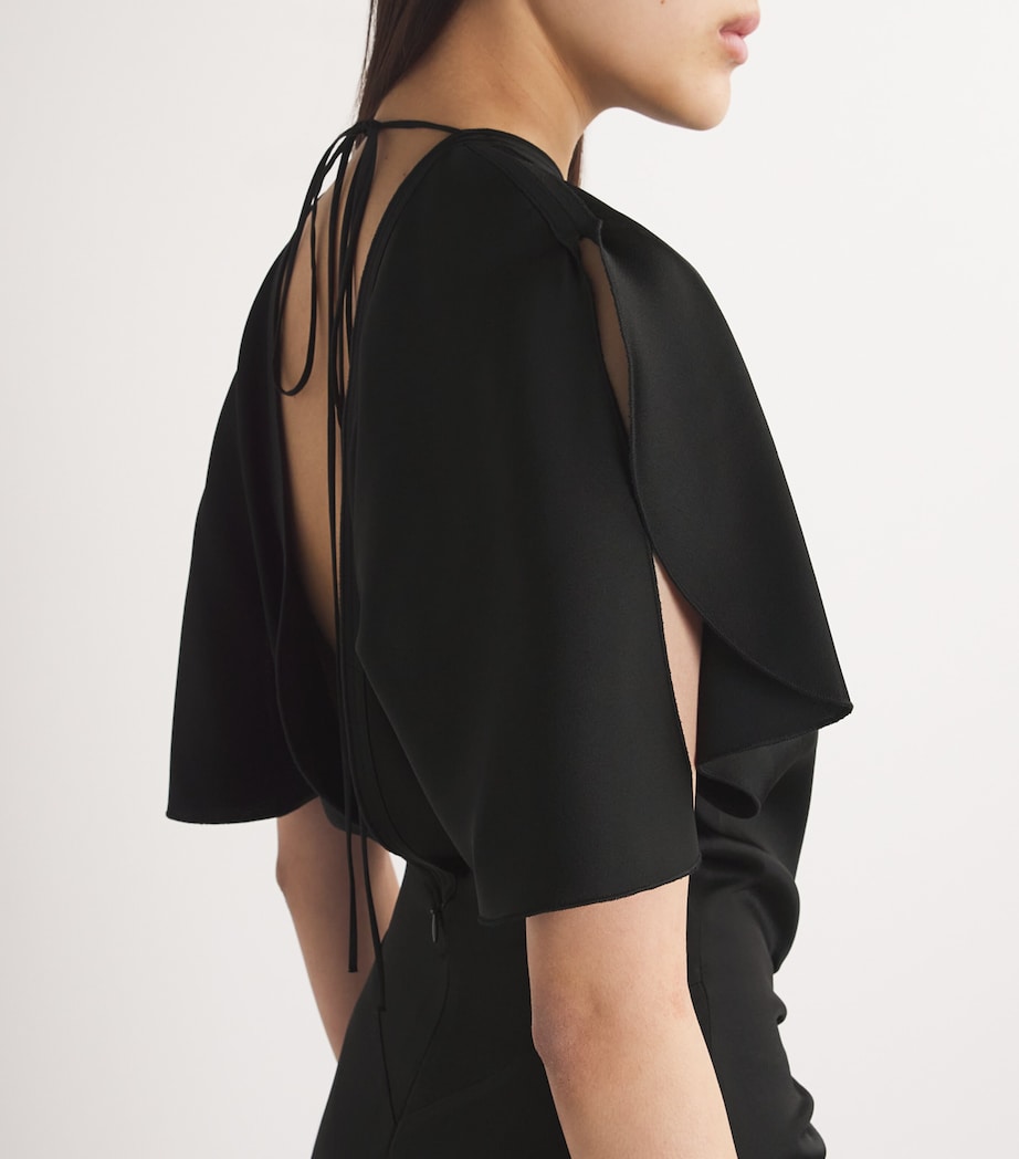 Gathered-Waist Maxi Dress BLACK Image 6