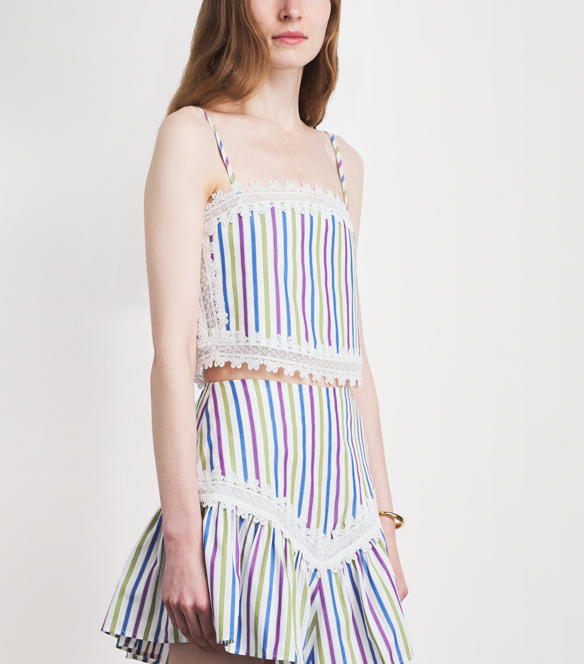Claudie Pierlot Womens Cotton Stripe Crop Top Multicolored Image 4