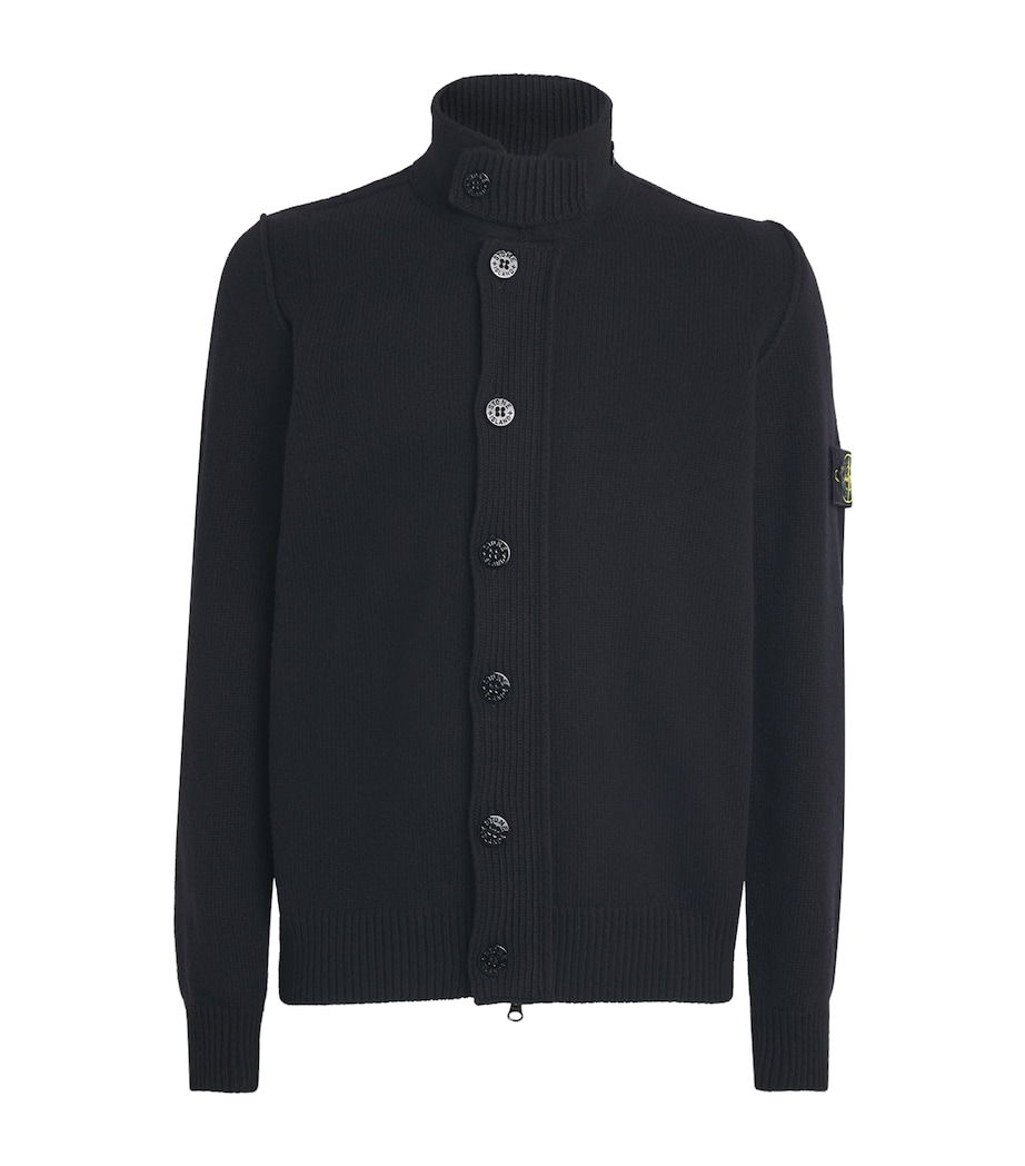 Stone Island Mens Lambswool Stand-Collar Cardigan Image 1