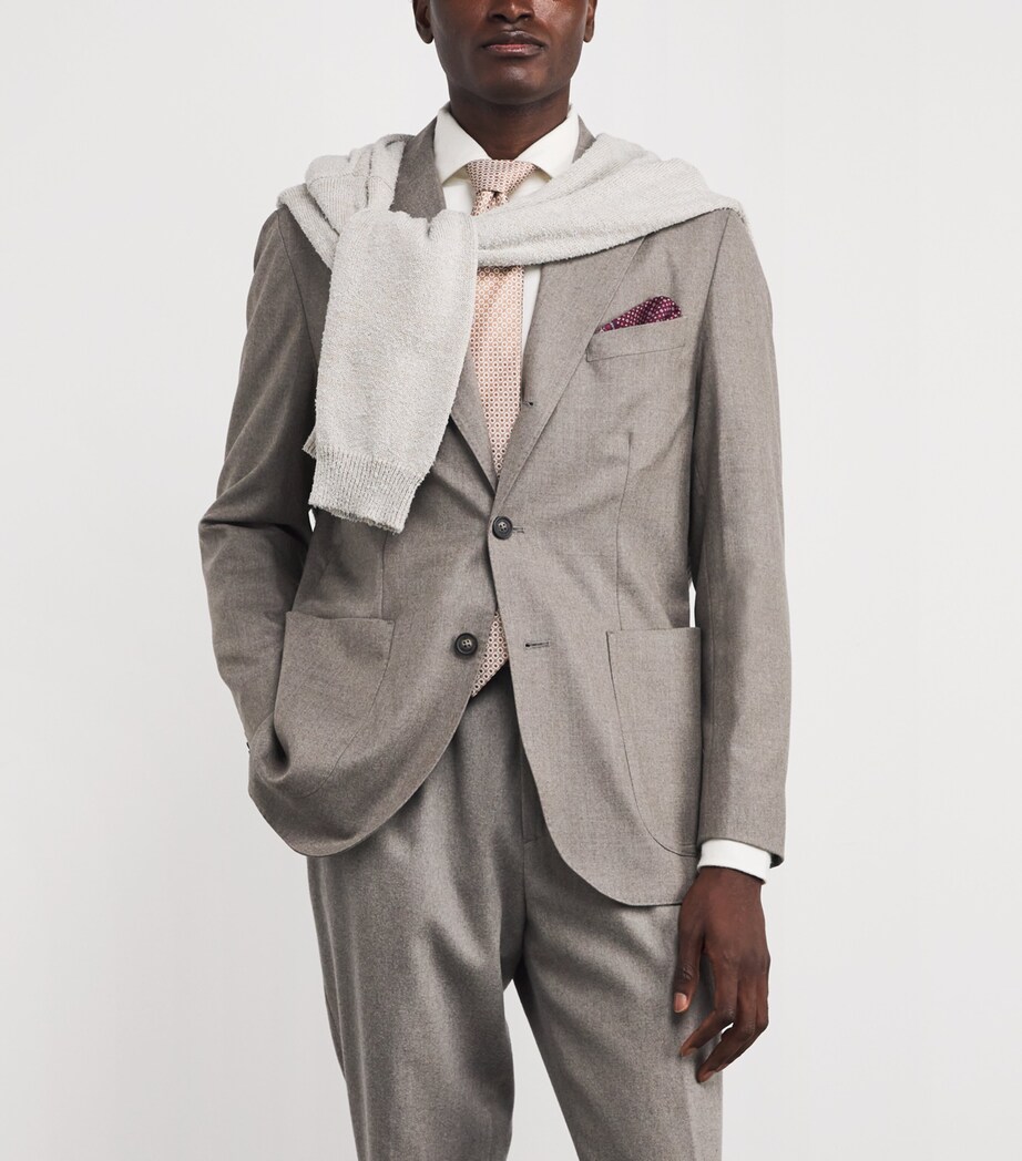 Wool Paisley Pocket Square DARK RED T Image 3