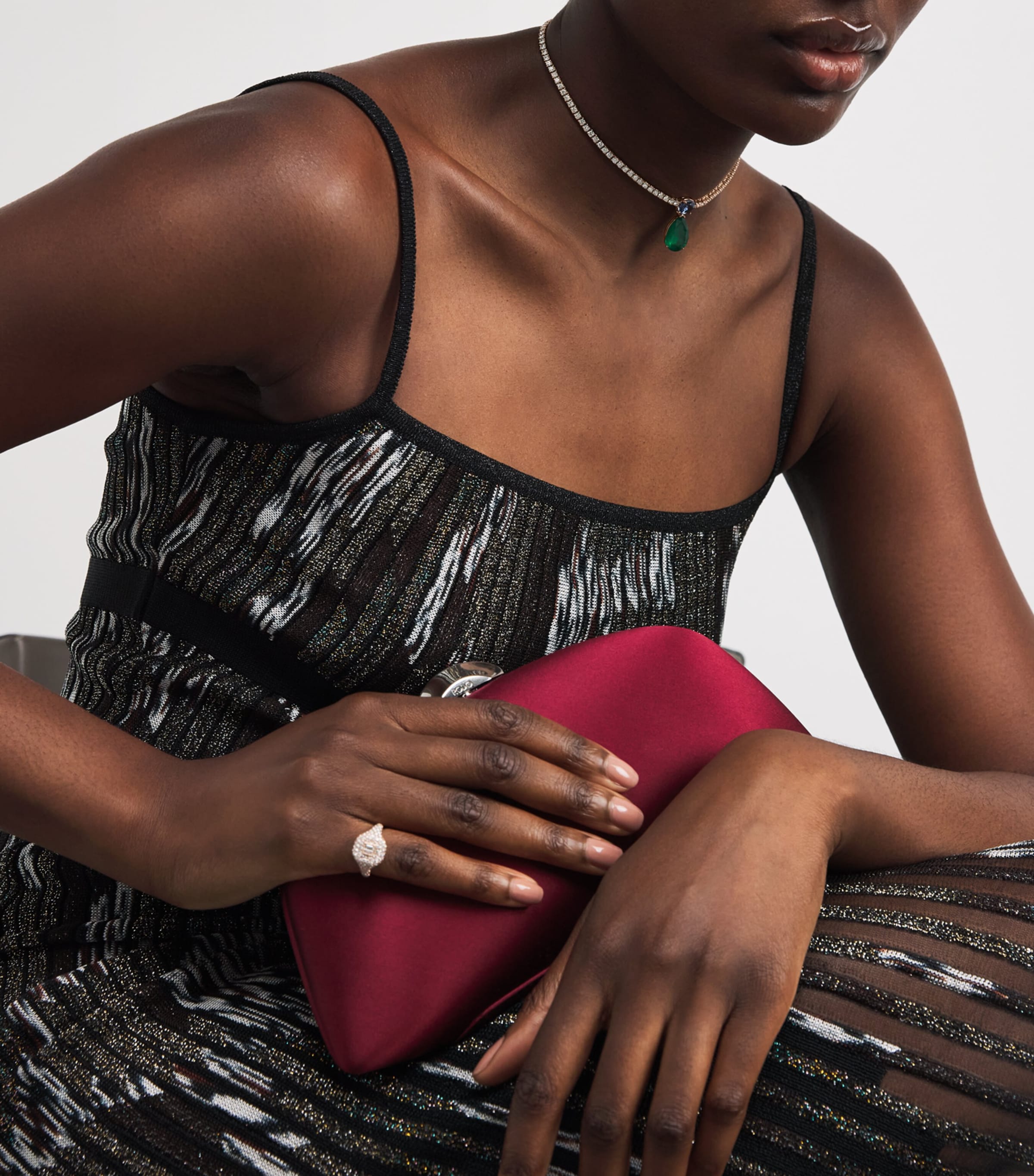 Rose Gold, Diamond, Sapphire and Emerald Ice Tennis Necklace ROSE GOLD Image 4