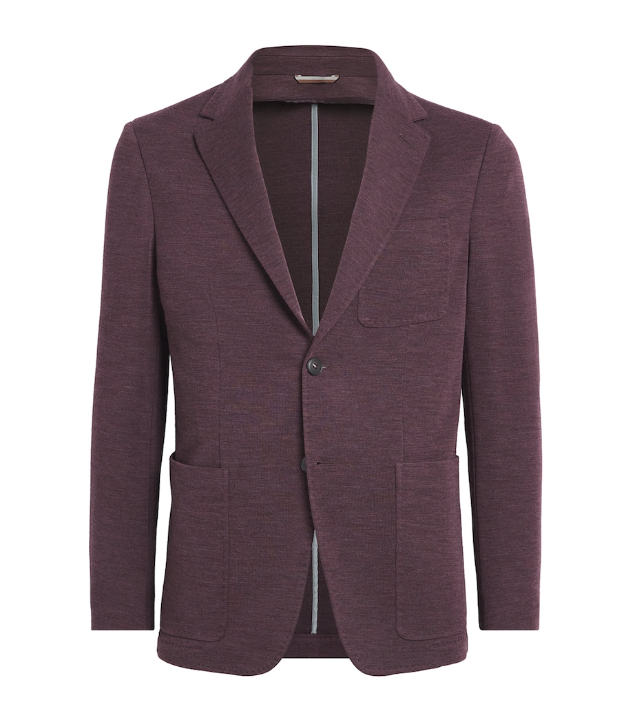 Canali Mens Wool Blazer Burgundy Image 1