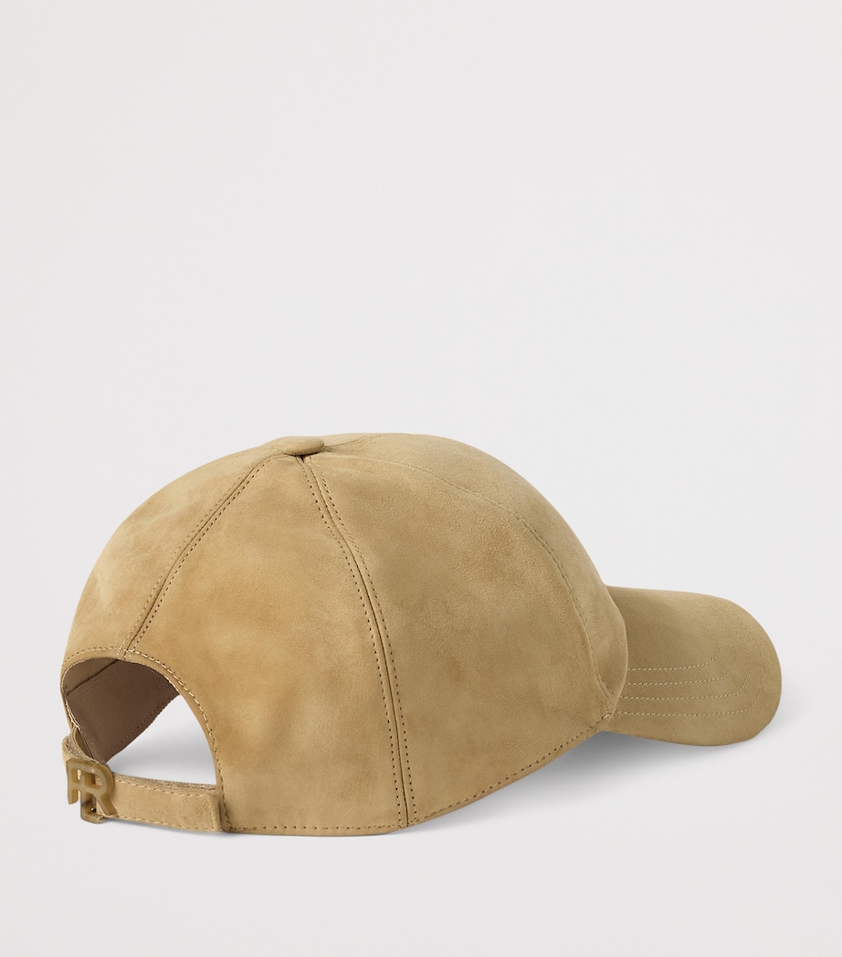 Suede Embroidered Baseball Cap TAN Image 2