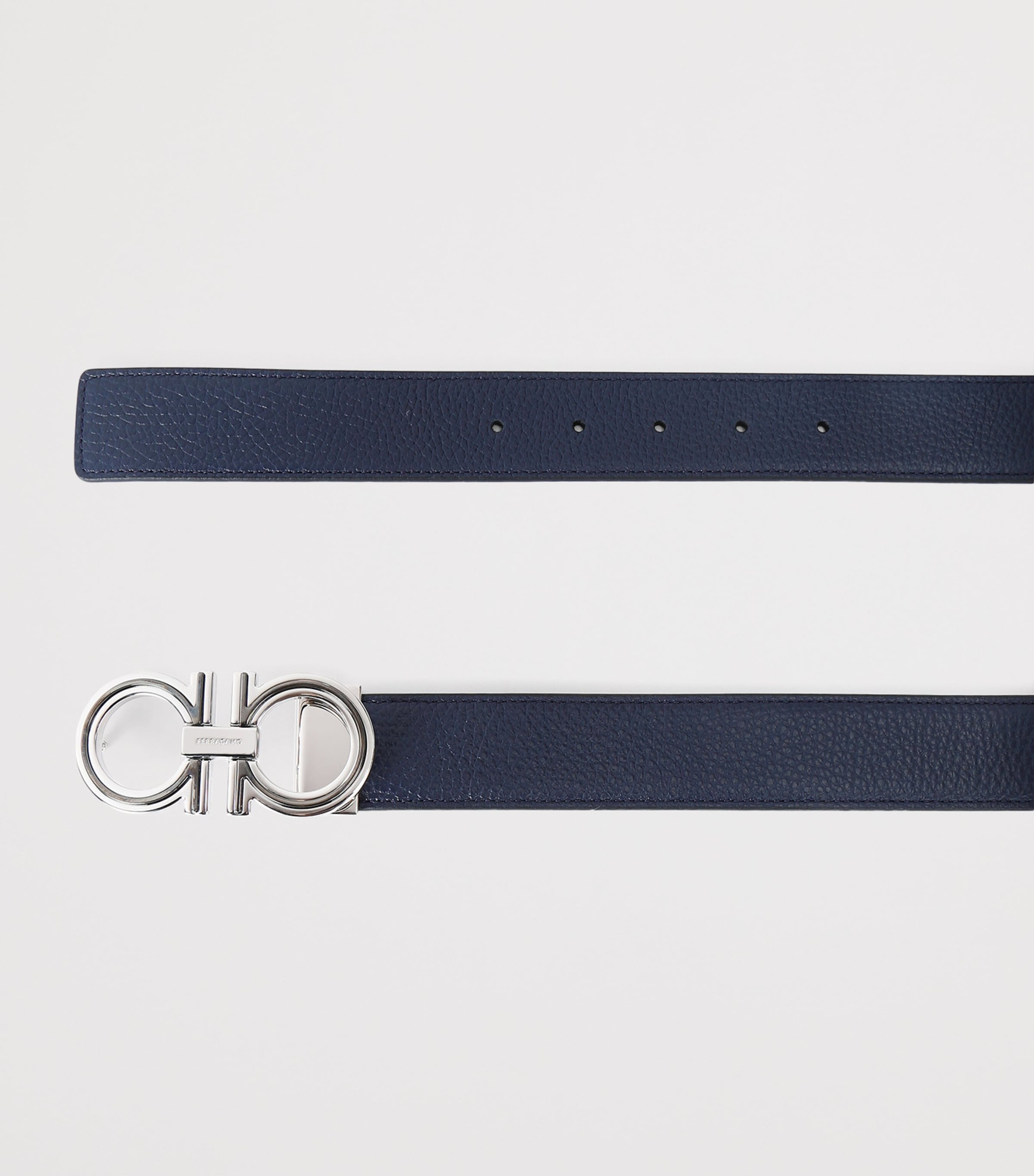 Salvatore Ferragamo Leather Double Gancini Belt Black Image 3