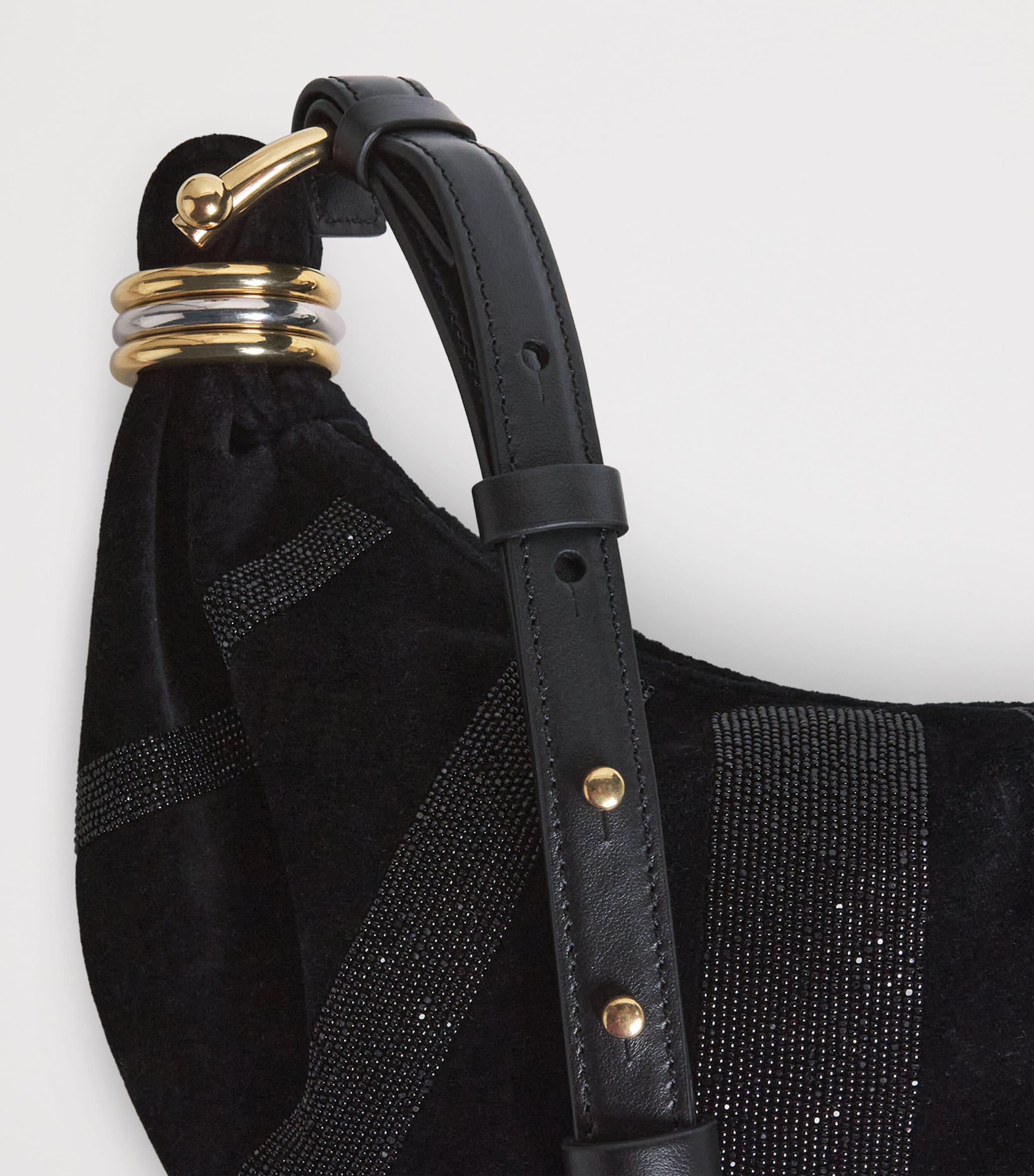 Mini Velvet Embellished Bracelet Top-Handle Bag BLACK Image 3