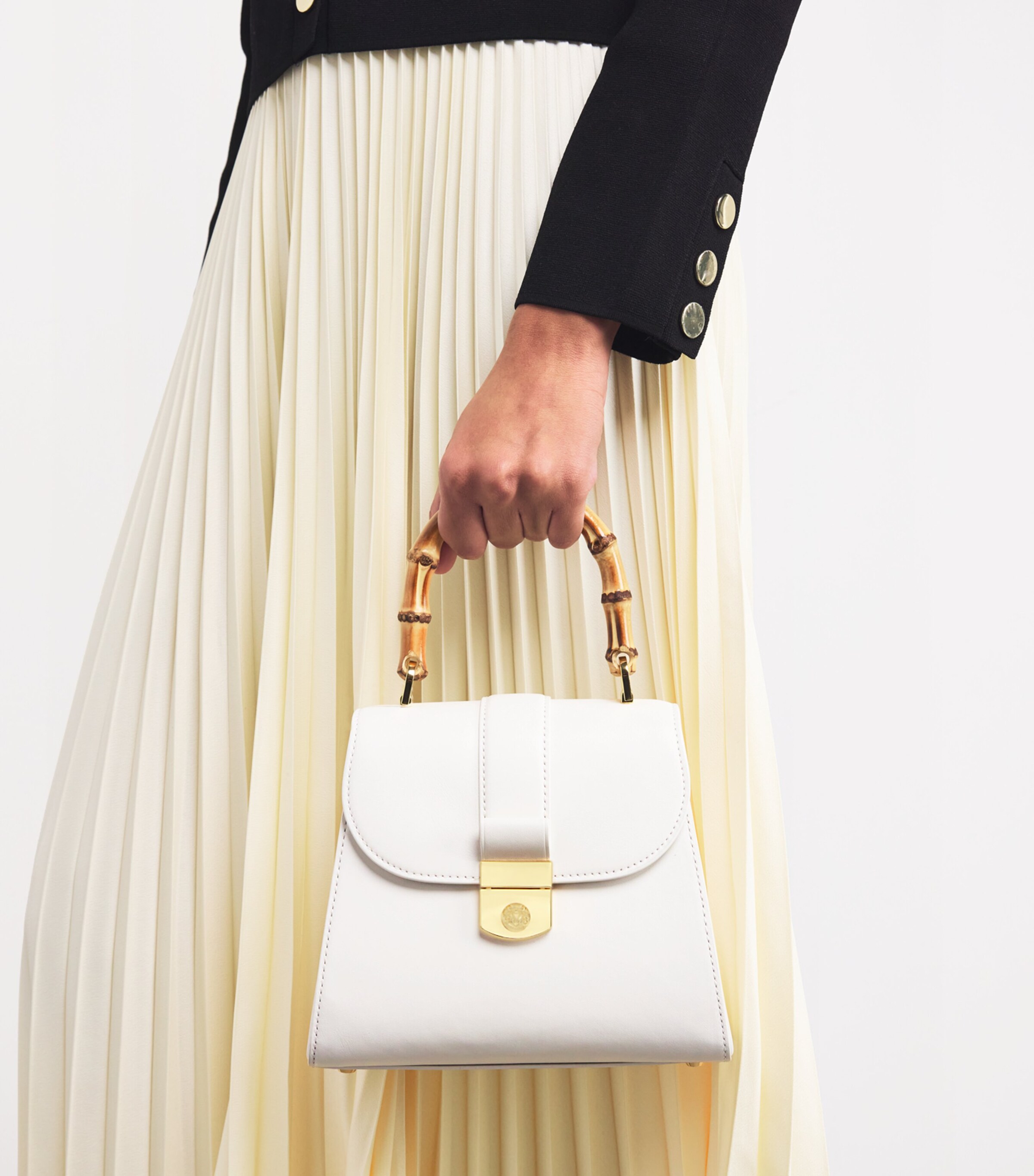 Veronica Beard Black Leather Bamboo Avenue Top-Handle Bag | Harrods US