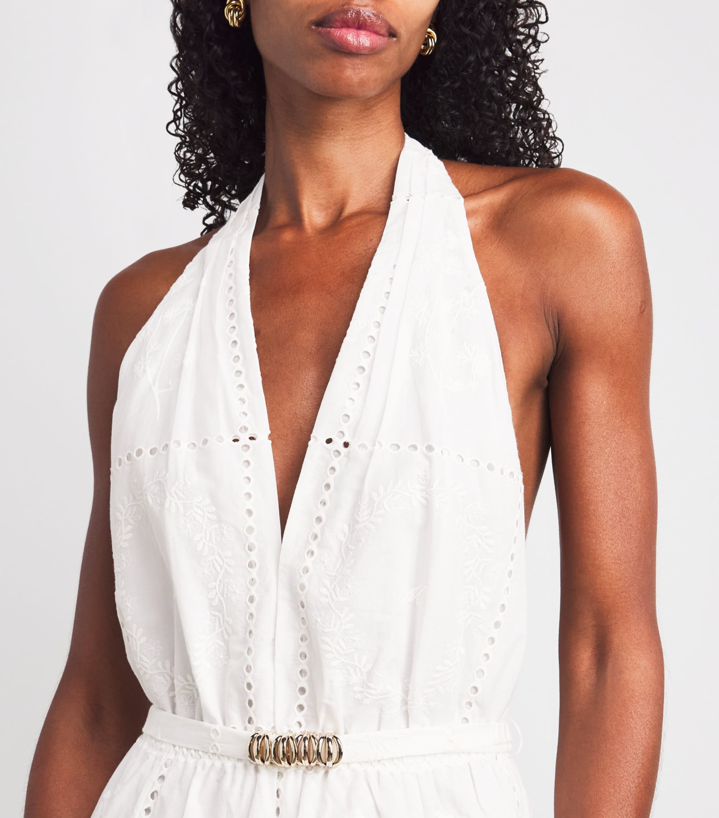 Cotton Embroidered Mini Dress WHITE Image 4